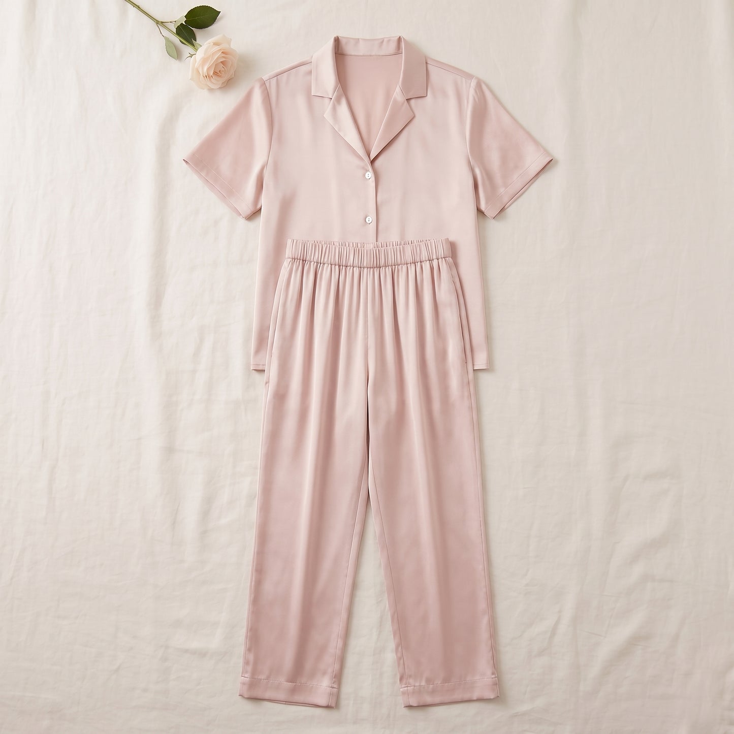 19 Momme Silk Camp Collar Short Sleeve Pants Set