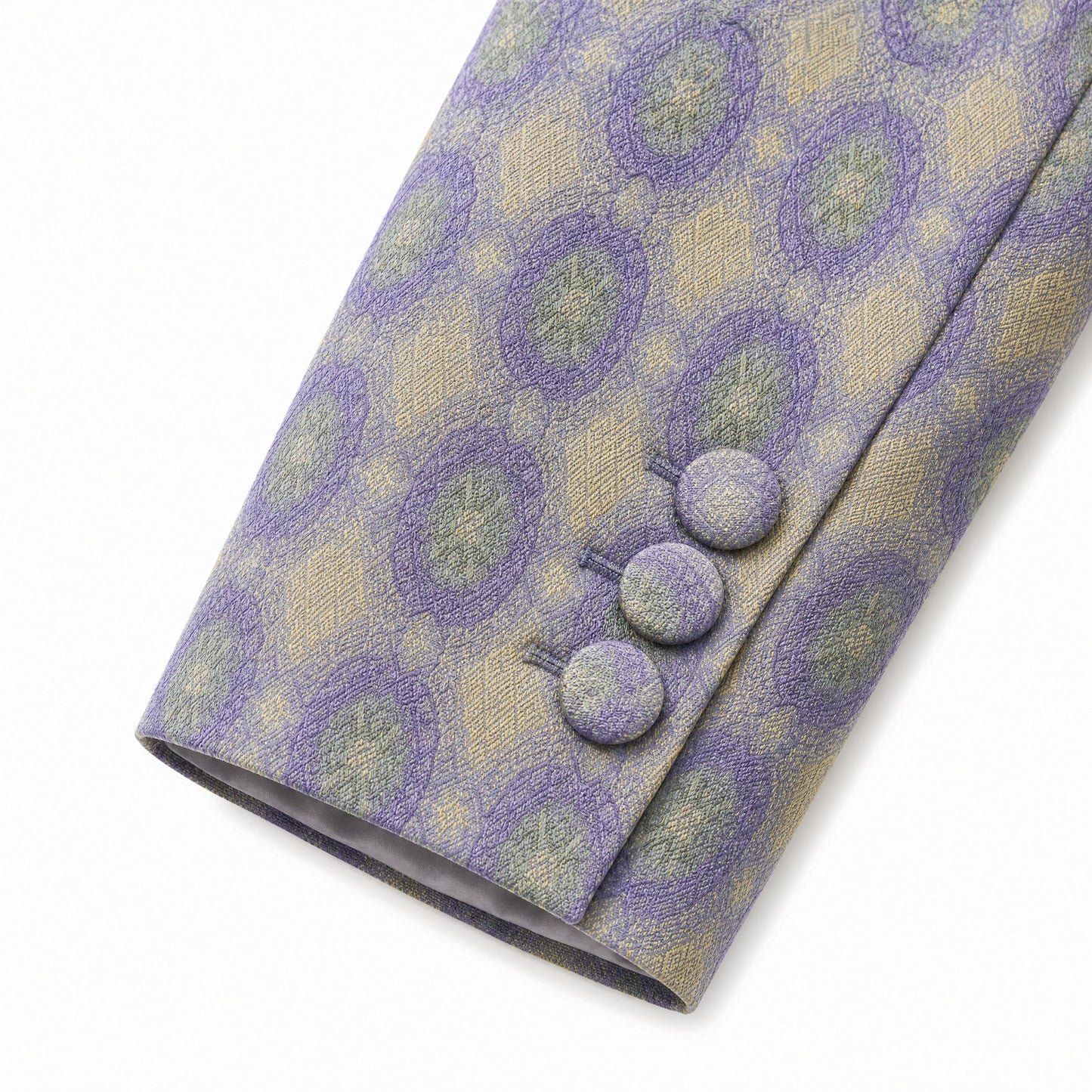 Diamond Lattice Silk Suit Set (Gray, Jacket + Skirt)