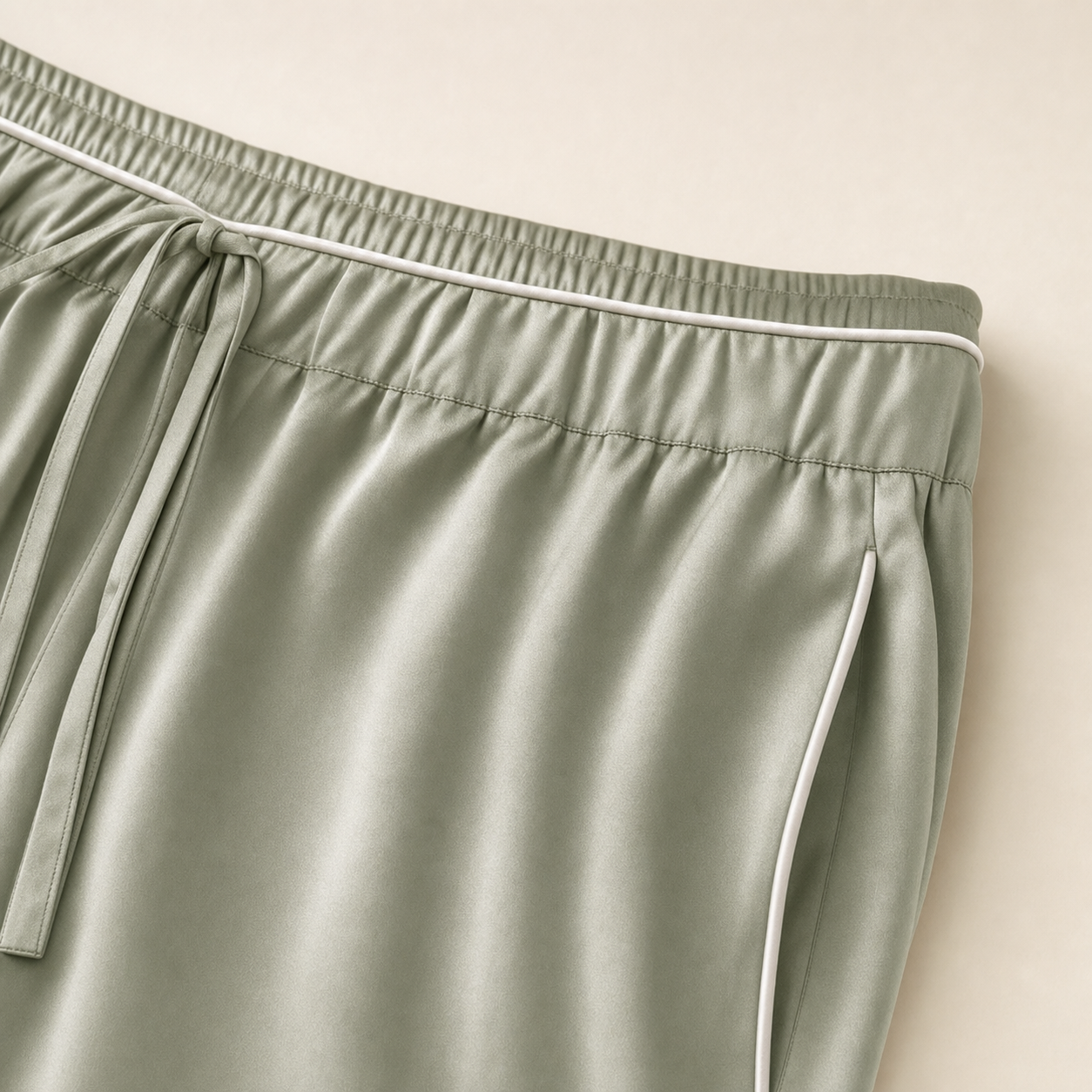 Classic Collection 19 Momme Grade 6A 100% Mulberry Silk Two-Piece Set, Double-Breasted Blazer Collar Long Sleeve Wide Leg Long Pants All-Season Loungewear | Sage Green