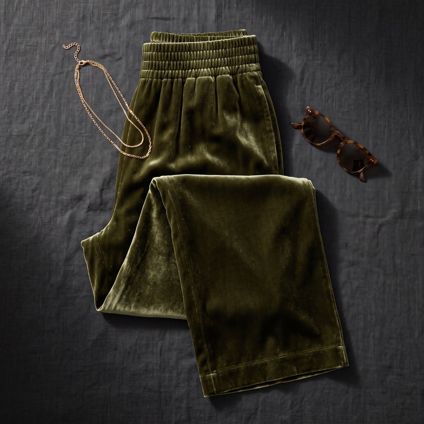 19 Momme Mulberry Silk Velvet Wide-leg Trousers