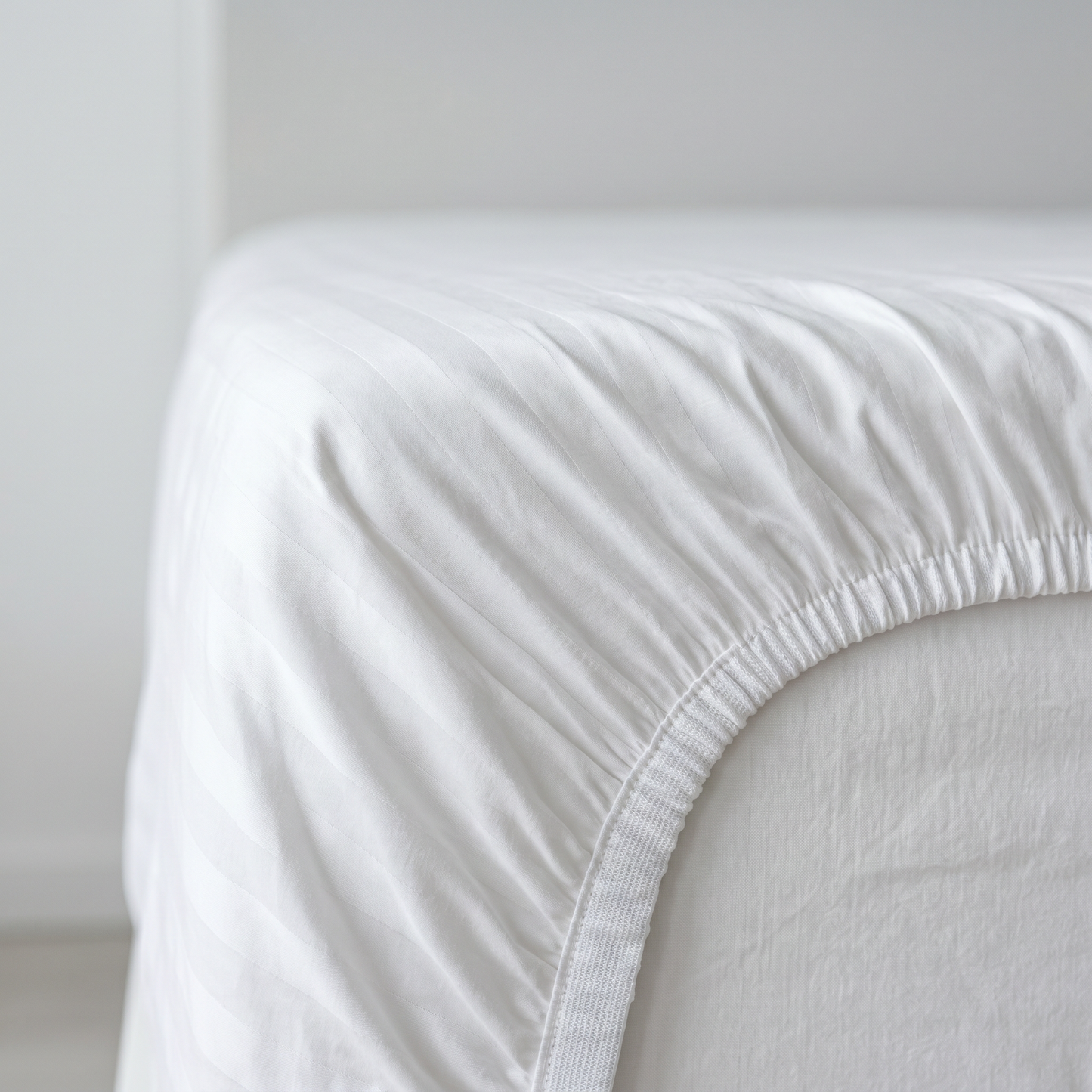 22 Momme Bama Oxygen Water Finished Silk-Cotton Satin Stripe Fitted Sheet