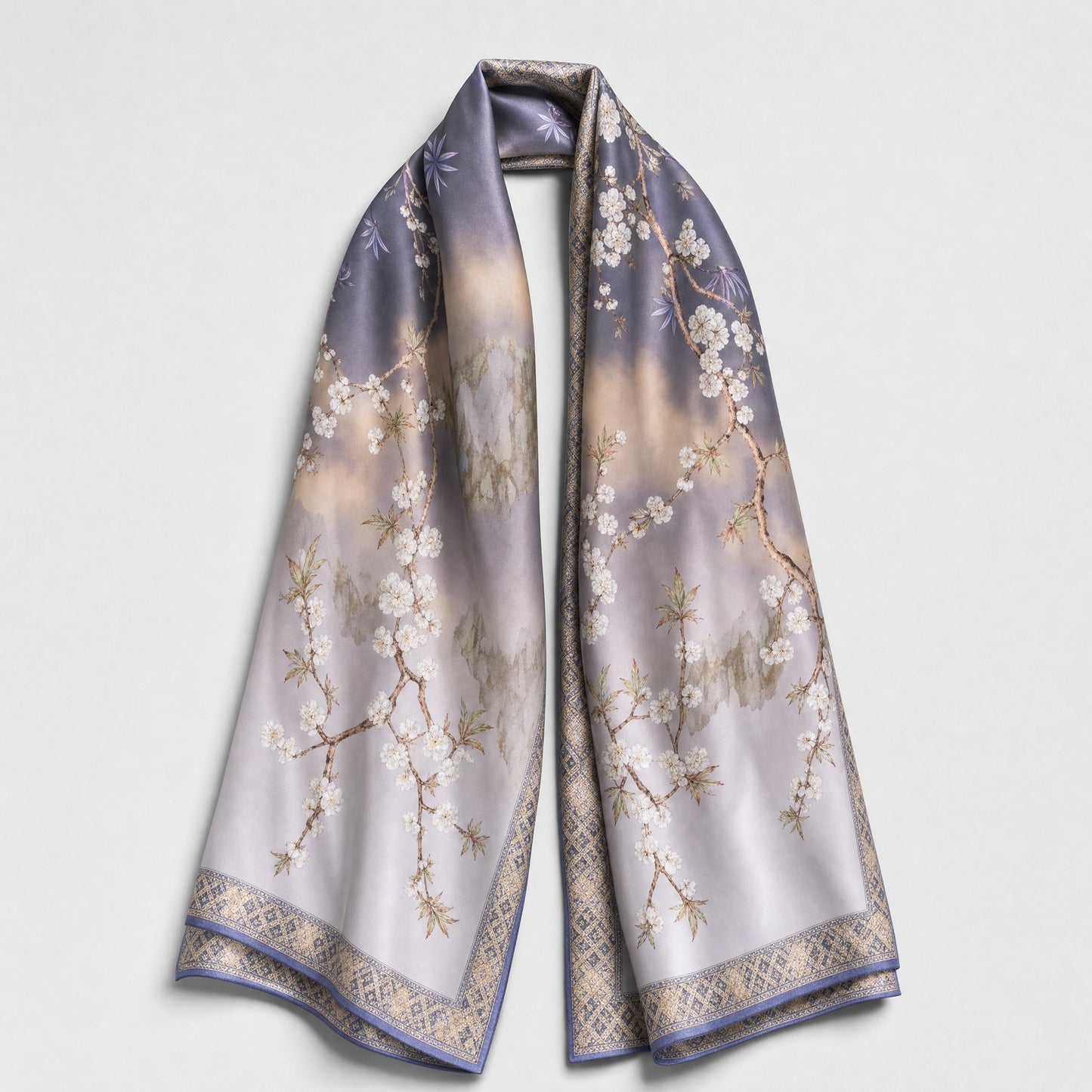 Floral Zhuang Brocade Silk Scarf