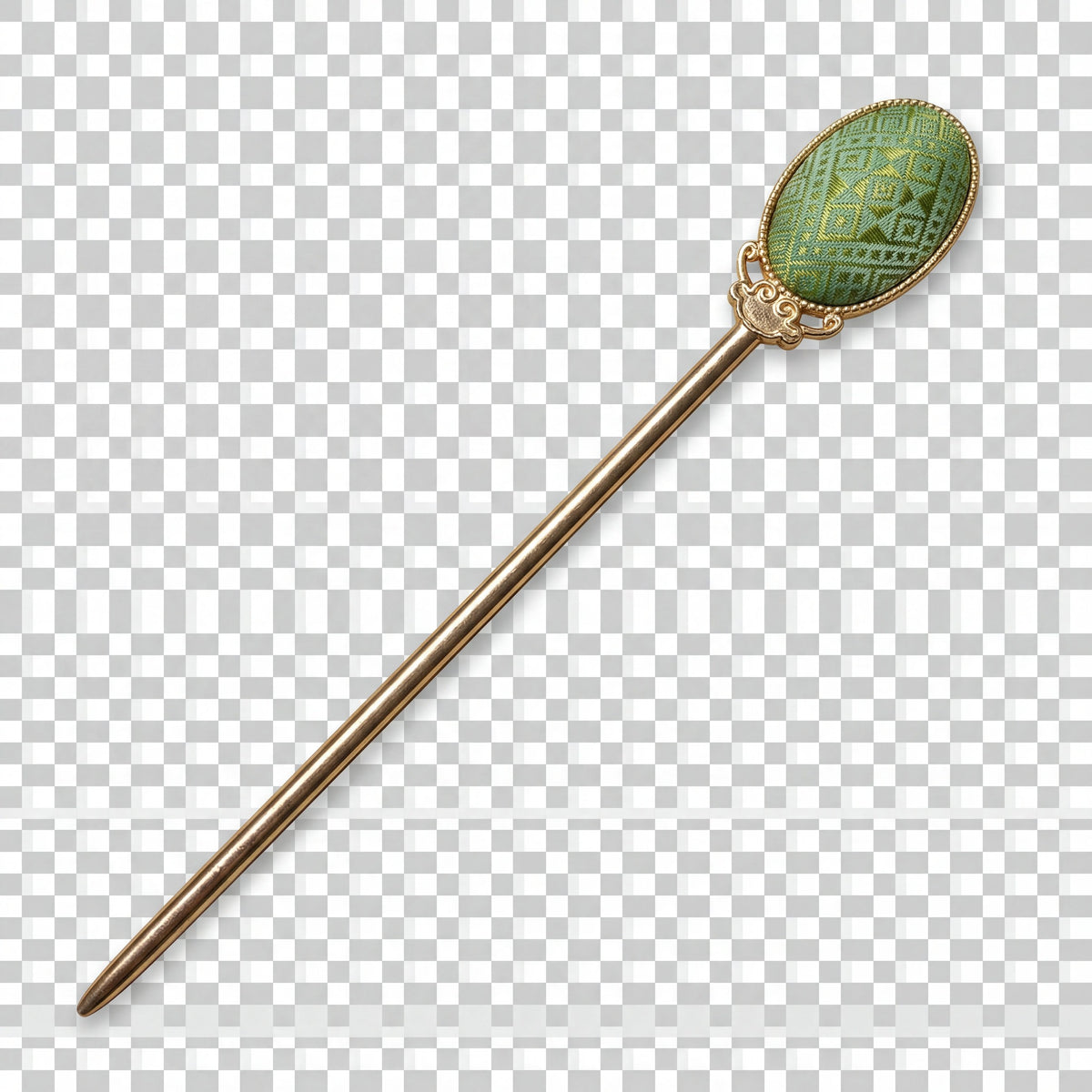 Zhuang Brocade Oval Hairpin