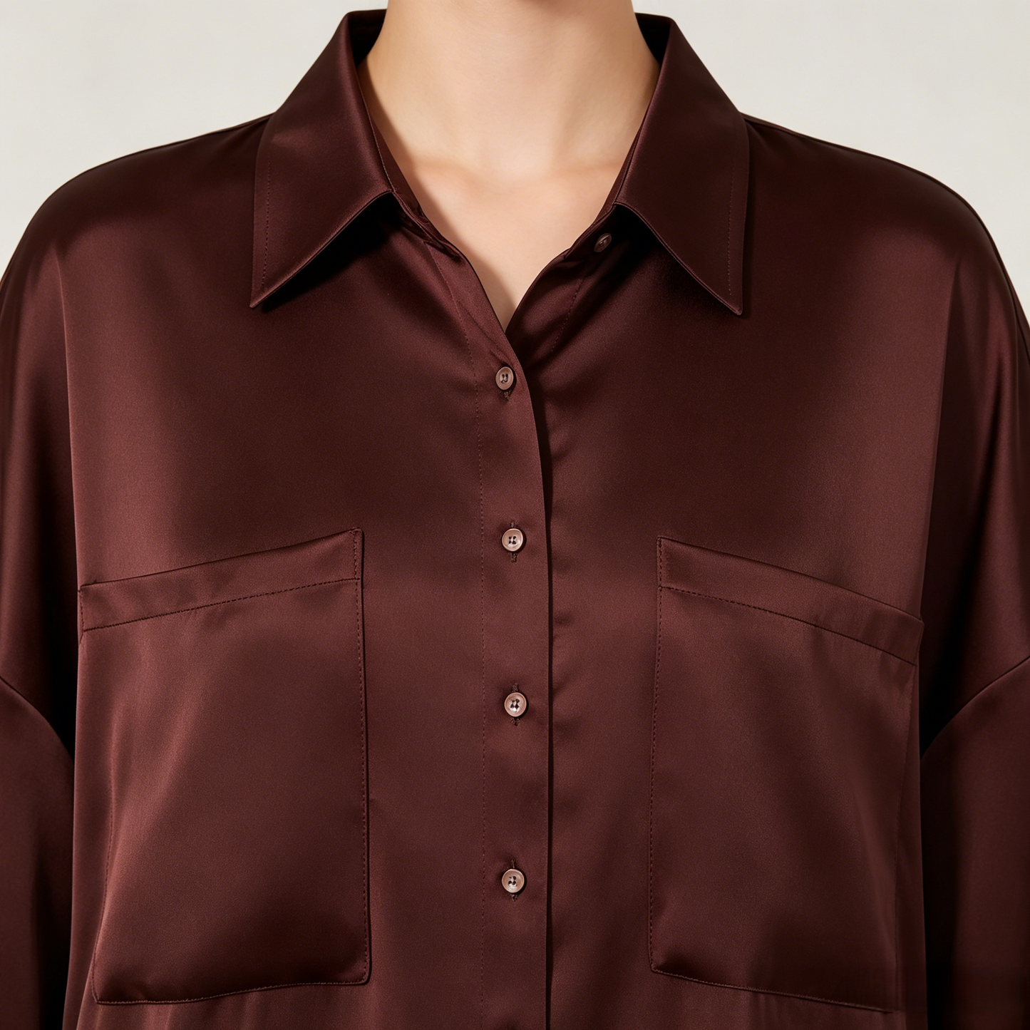 City Daily Collection 19 Momme Grade 6A 100% Mulberry Silk Crepe de Chine Oversized Shirt and Shorts Set