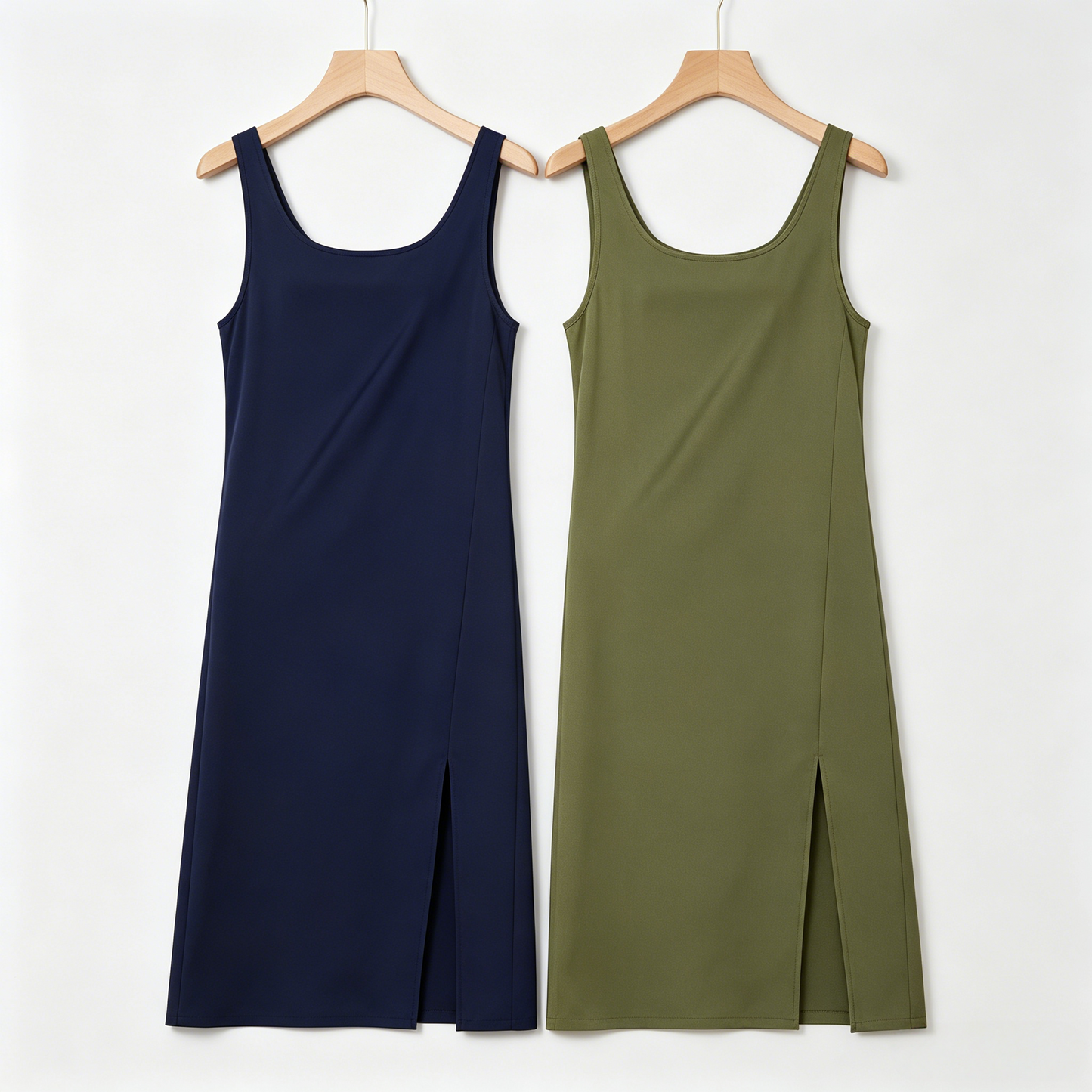 Soho Collection 19 Momme Grade 6A 100% Mulberry Silk Crepe de Chine Midi Dress with Side Slit