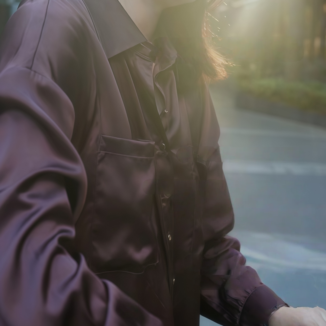 City Daily Collection 19 Momme Grade 6A 100% Mulberry Silk Crepe de Chine Oversized Shirt and Shorts Set