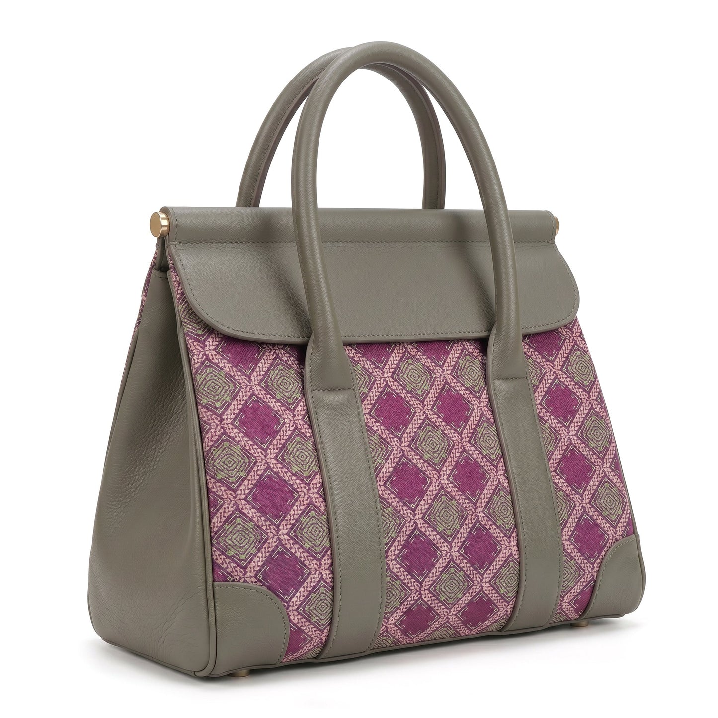 Diamond Lattice Brocade Tote Bag (Magenta)