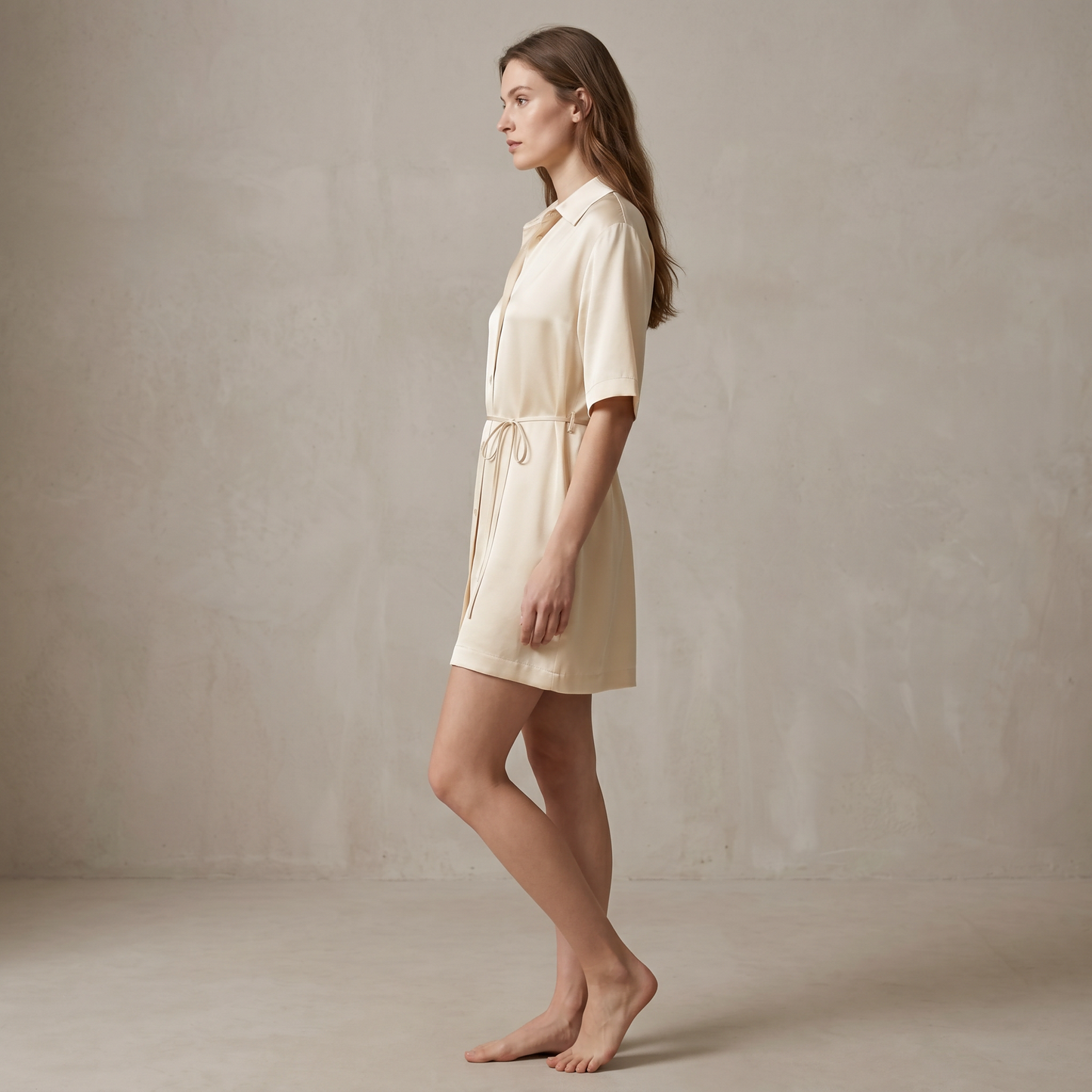 Classic Collection 19 Momme Grade 6A 100% Mulberry Silk Short-Sleeve Shirt Dress