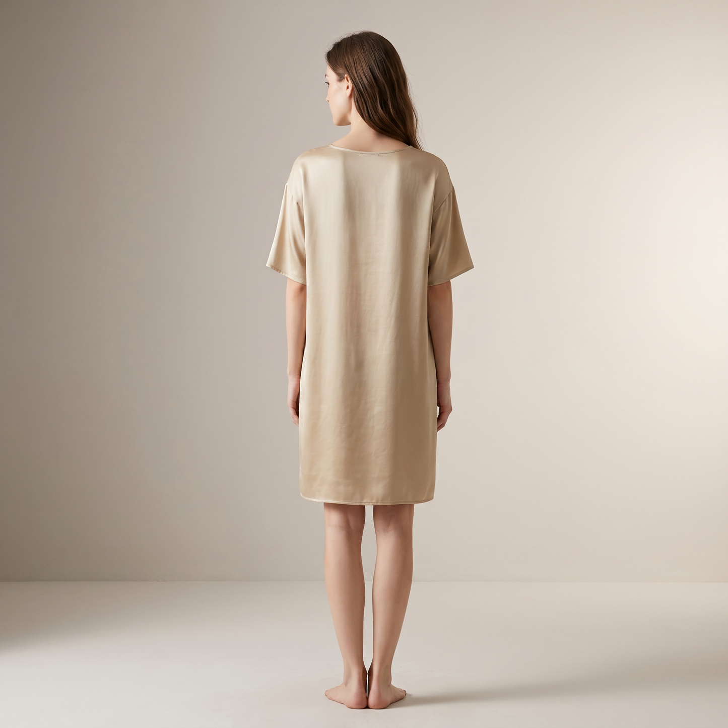Classic Collection 19 Momme Grade 6A 100% Mulberry Silk Round-Neck A-Line Midi Nightgown