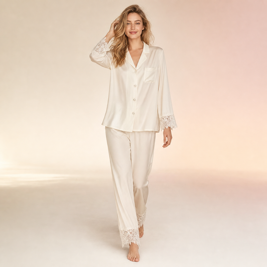 Zhenshe Collection 22 Momme Lace Silk Pajama Set