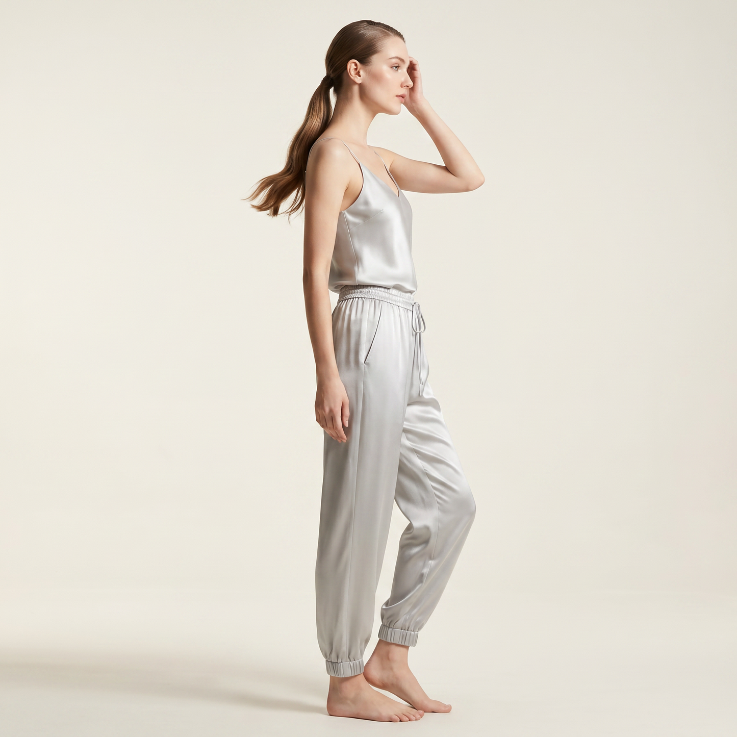 City Daily Collection 19 Momme Grade 6A 100% Mulberry Silk Crepe de Chine Jogger Pants