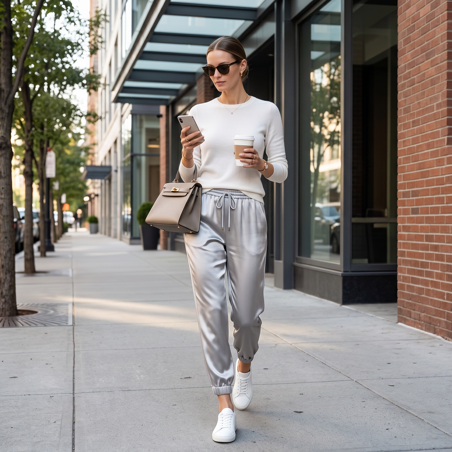 City Daily Collection 19 Momme Grade 6A 100% Mulberry Silk Crepe de Chine Jogger Pants