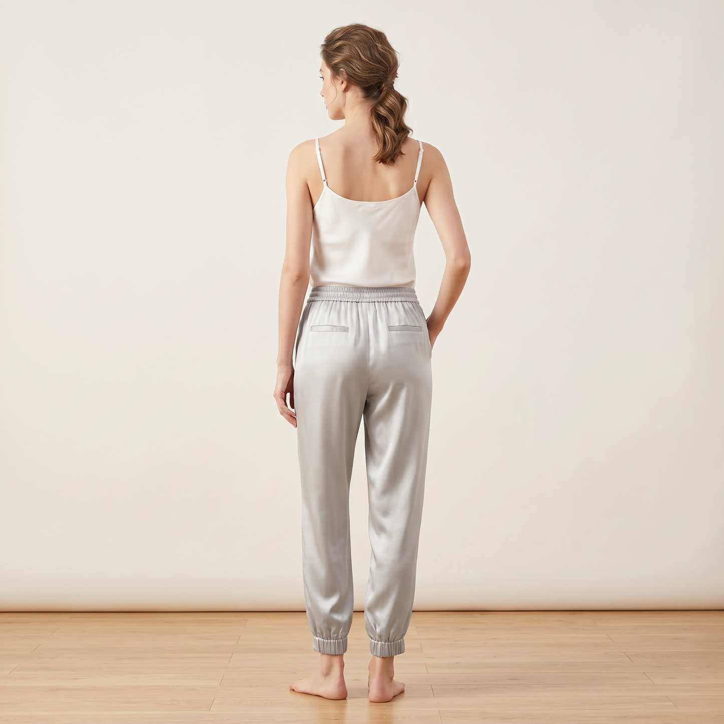 City Daily Collection 19 Momme Grade 6A 100% Mulberry Silk Crepe de Chine Jogger Pants