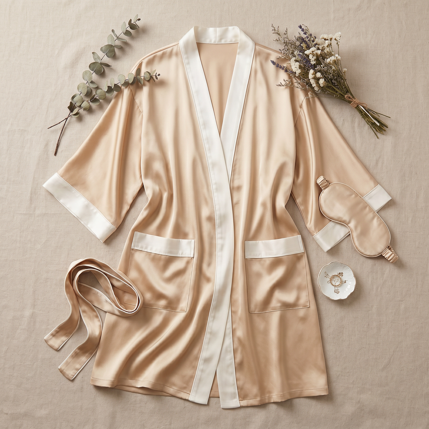 19 Momme Color-Bordered Silk Robe