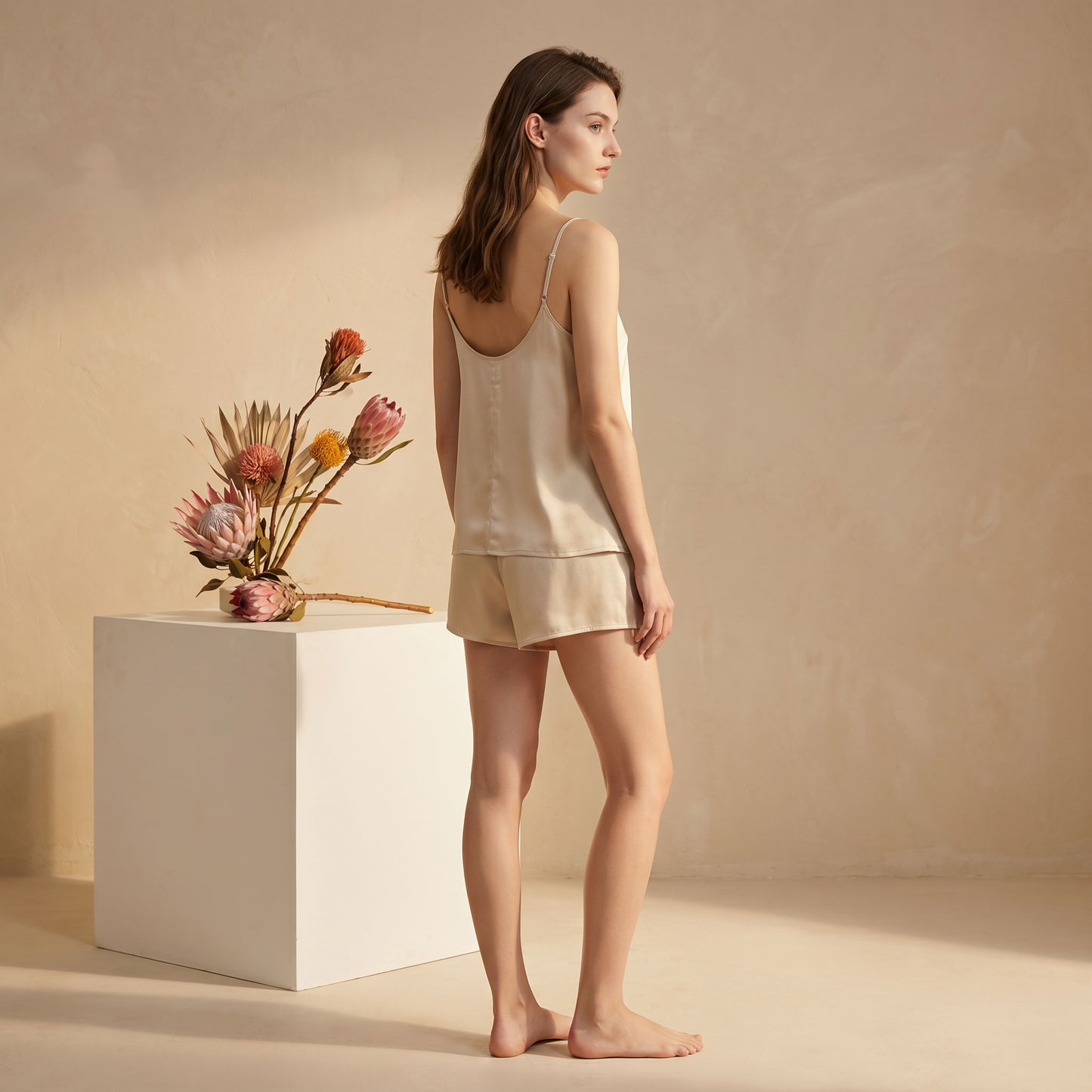 19 Momme Silk Camisole Shorts Two-Piece Home Set