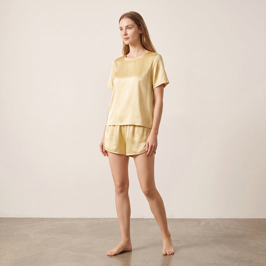 19 Momme Silk Crew Neck Short Sleeve Pajama Set