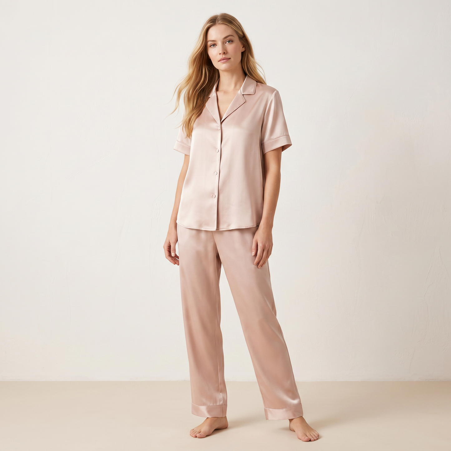 19 Momme Silk Camp Collar Short Sleeve Pants Set