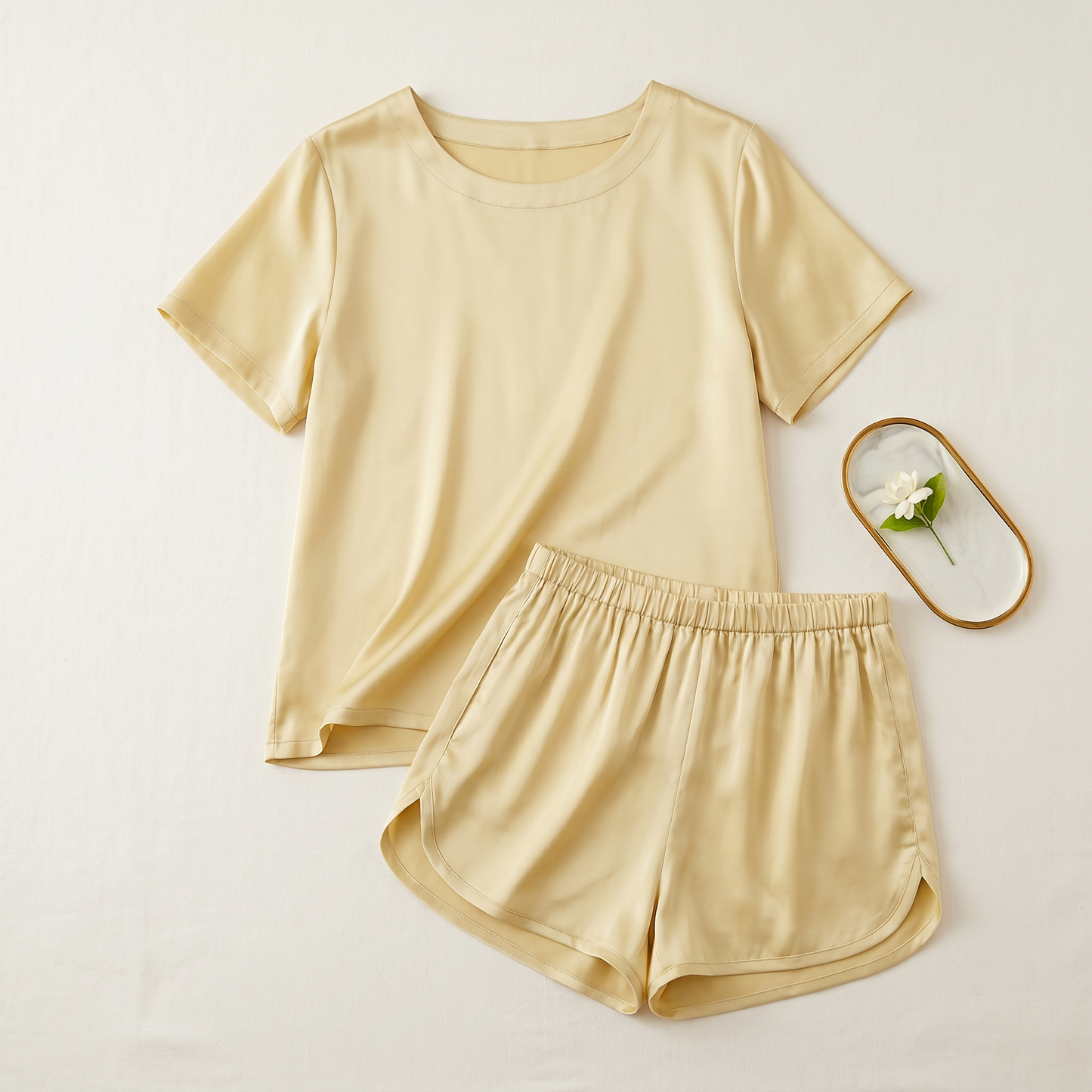 19 Momme Silk Crew Neck Short Sleeve Pajama Set