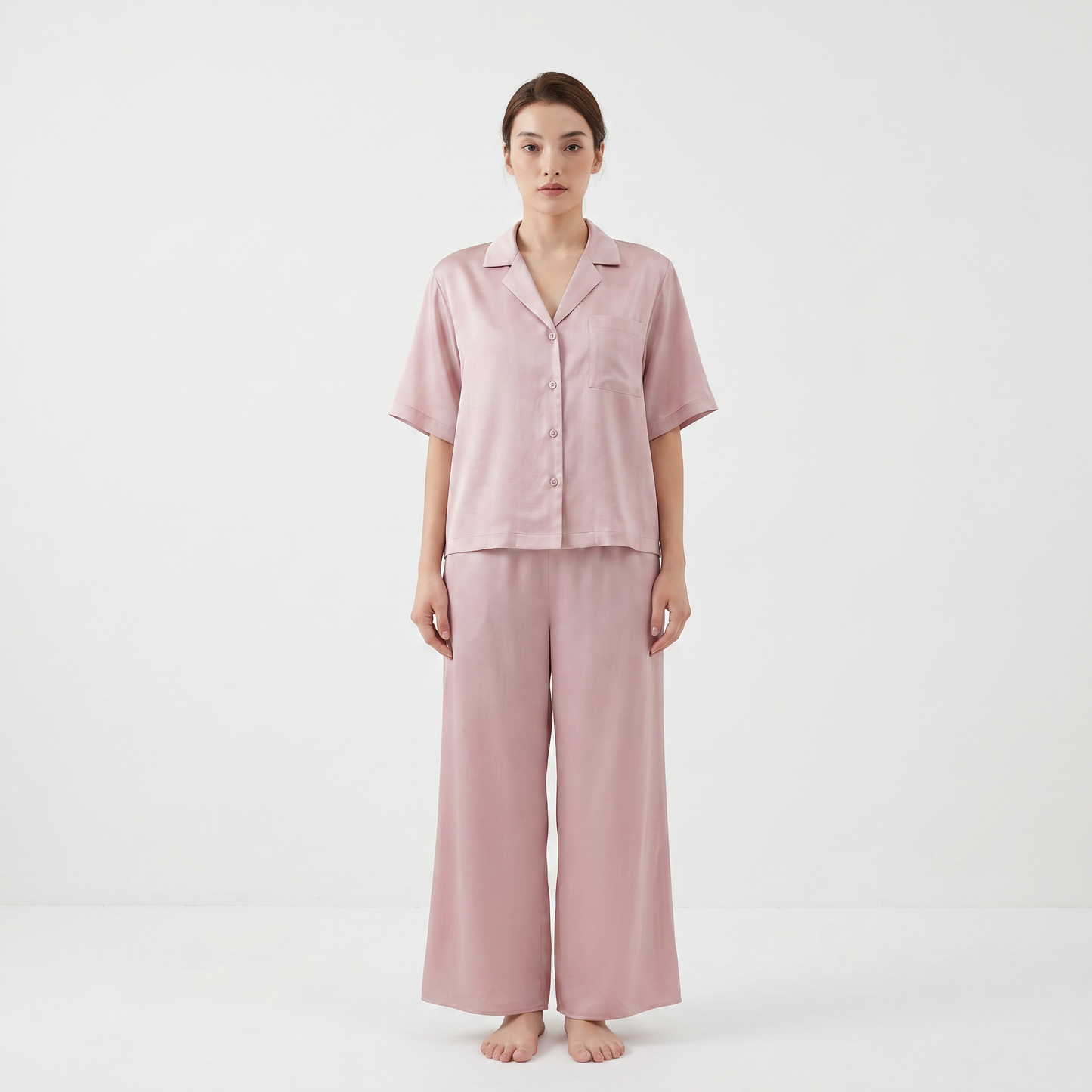 Soho Collection 19 Momme Sandwashed Relaxed Blazer Two-Piece Set