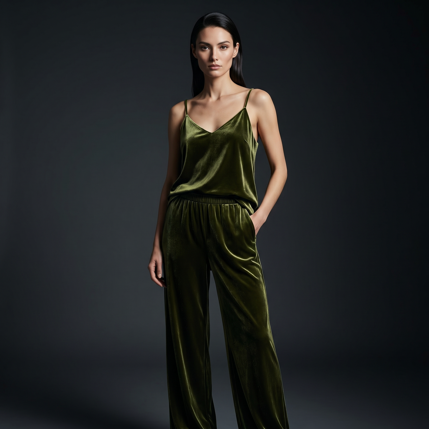 19 Momme Silk Velvet Camisole Pajama Pants Set