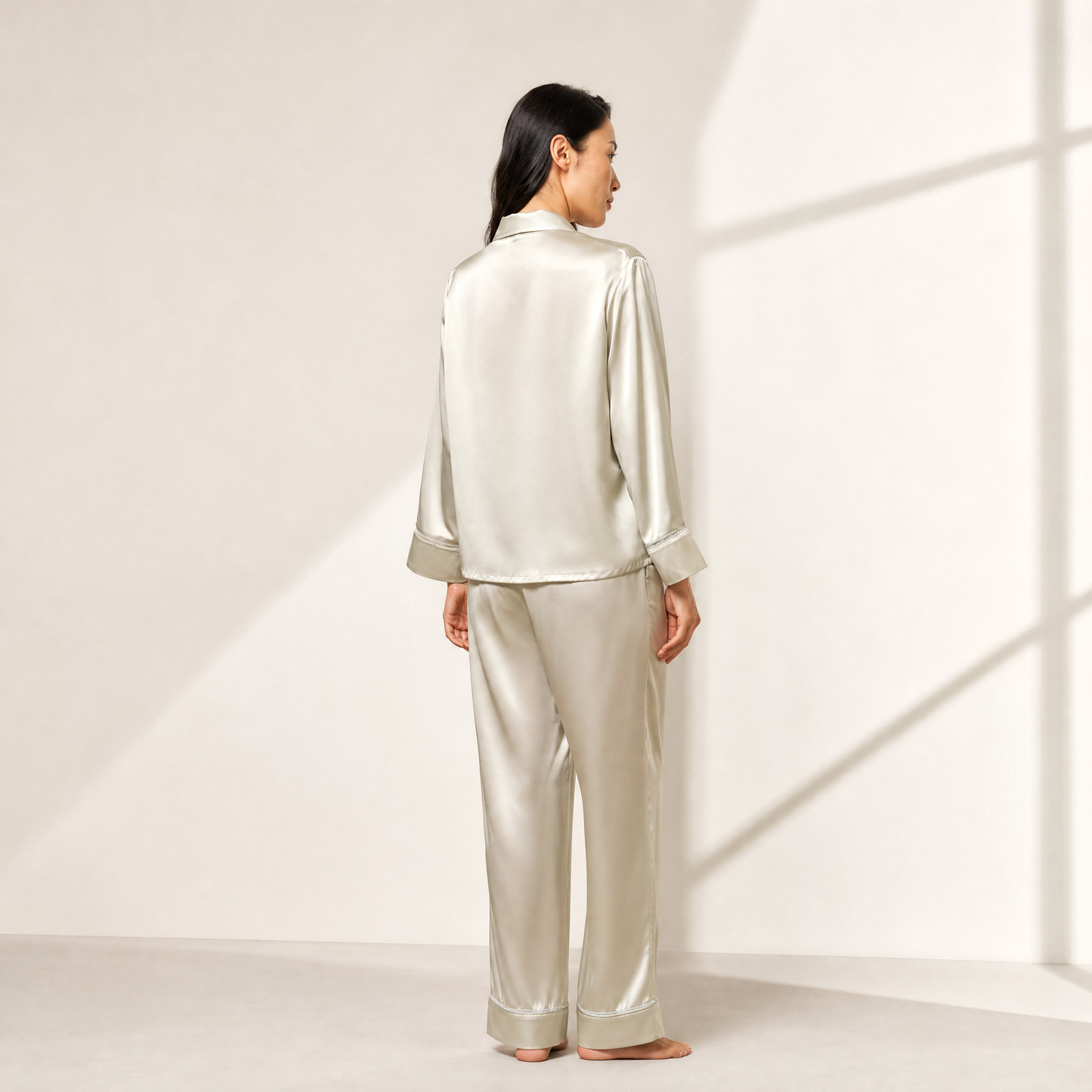 Classic Collection 22 Momme Grade 6A 100% Mulberry Silk Pajama Set with Hollow-Out Detail