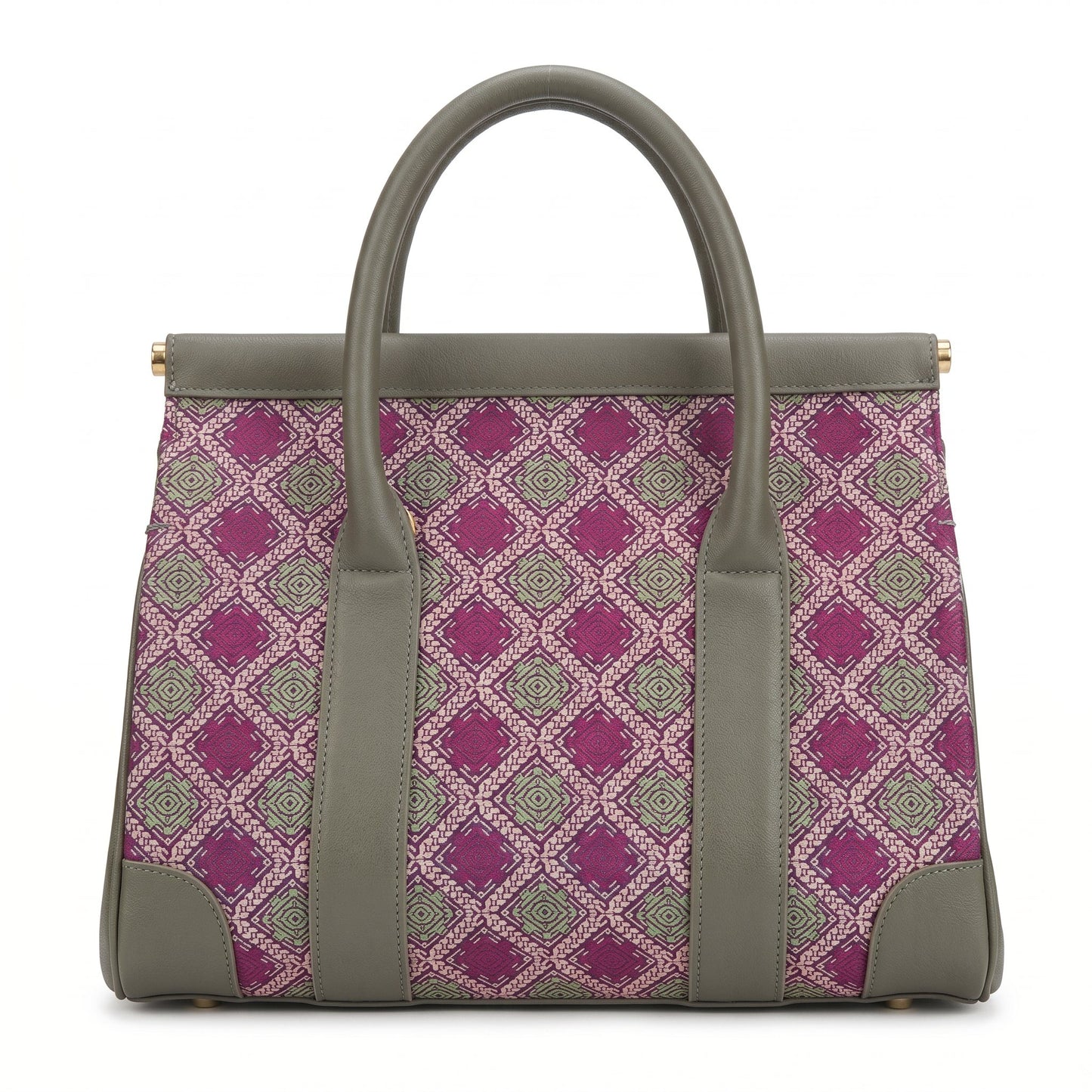 Diamond Lattice Brocade Tote Bag (Magenta)