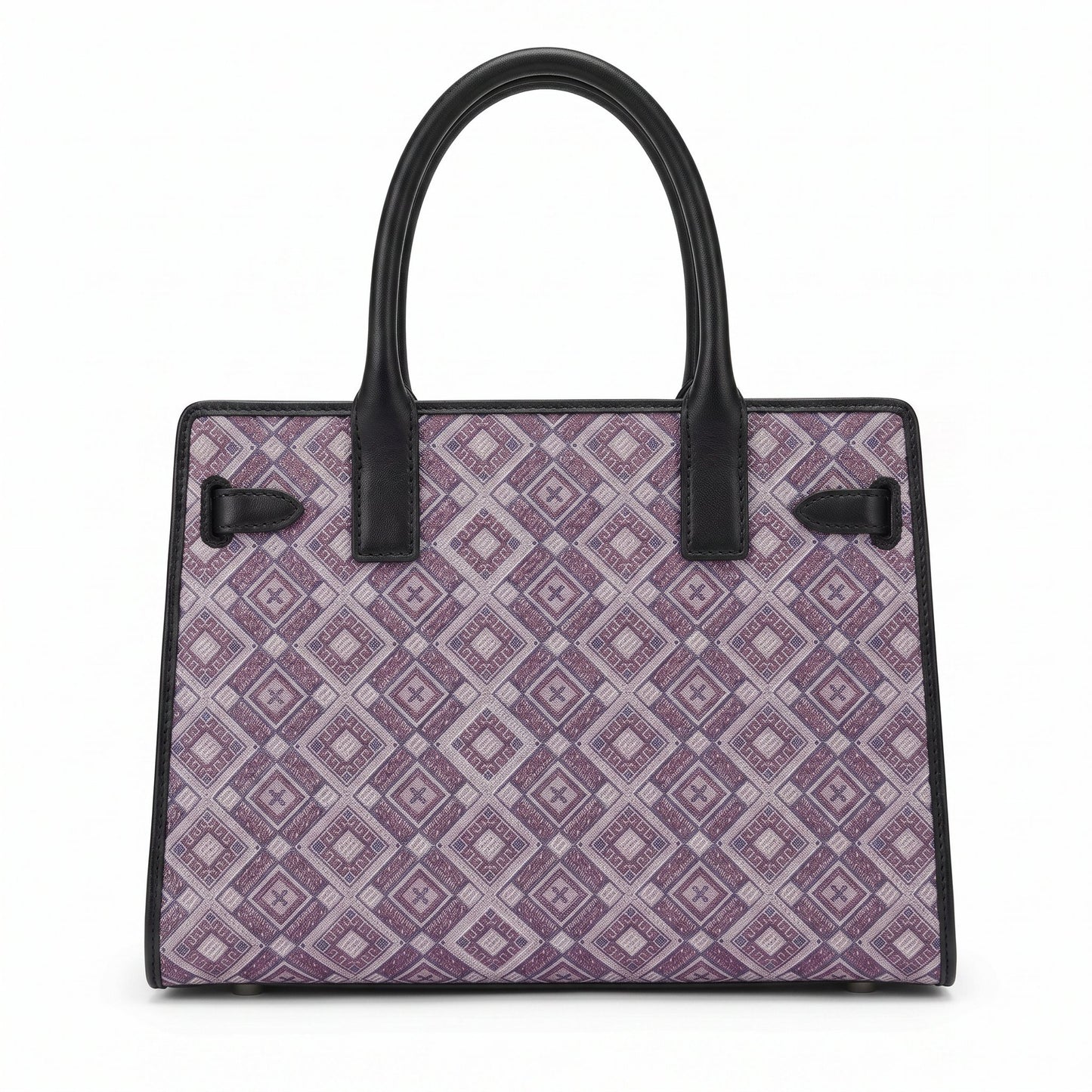 Diamond Lattice Brocade Tote Bag (Purple)