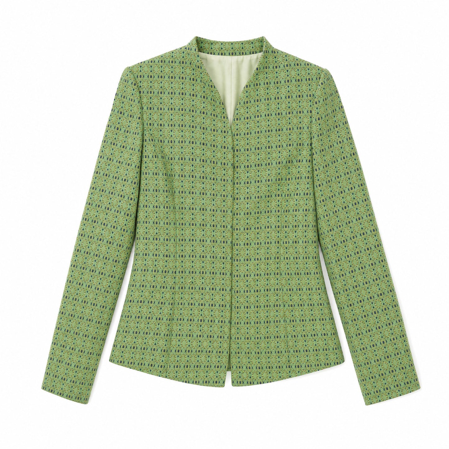 Diamond Lattice Silk Blazer (Light Green)