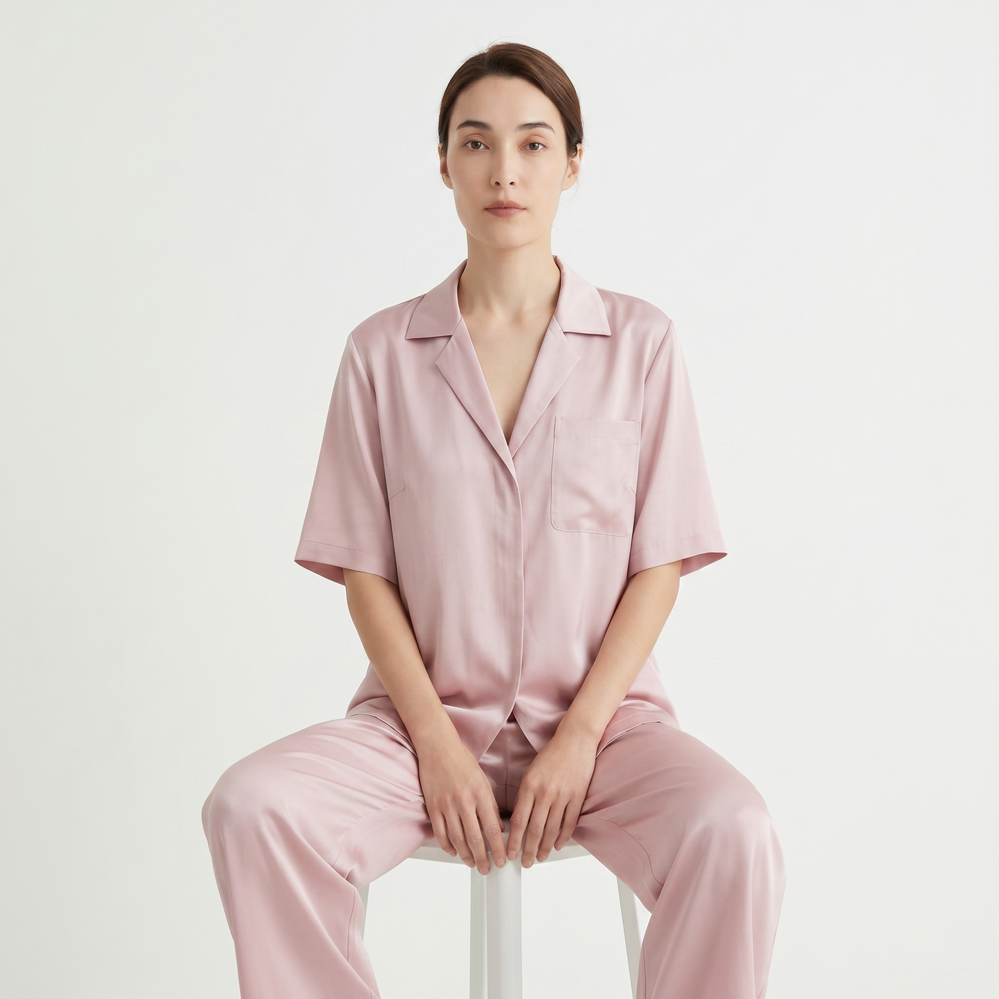Soho Collection 19 Momme Sandwashed Relaxed Blazer Two-Piece Set