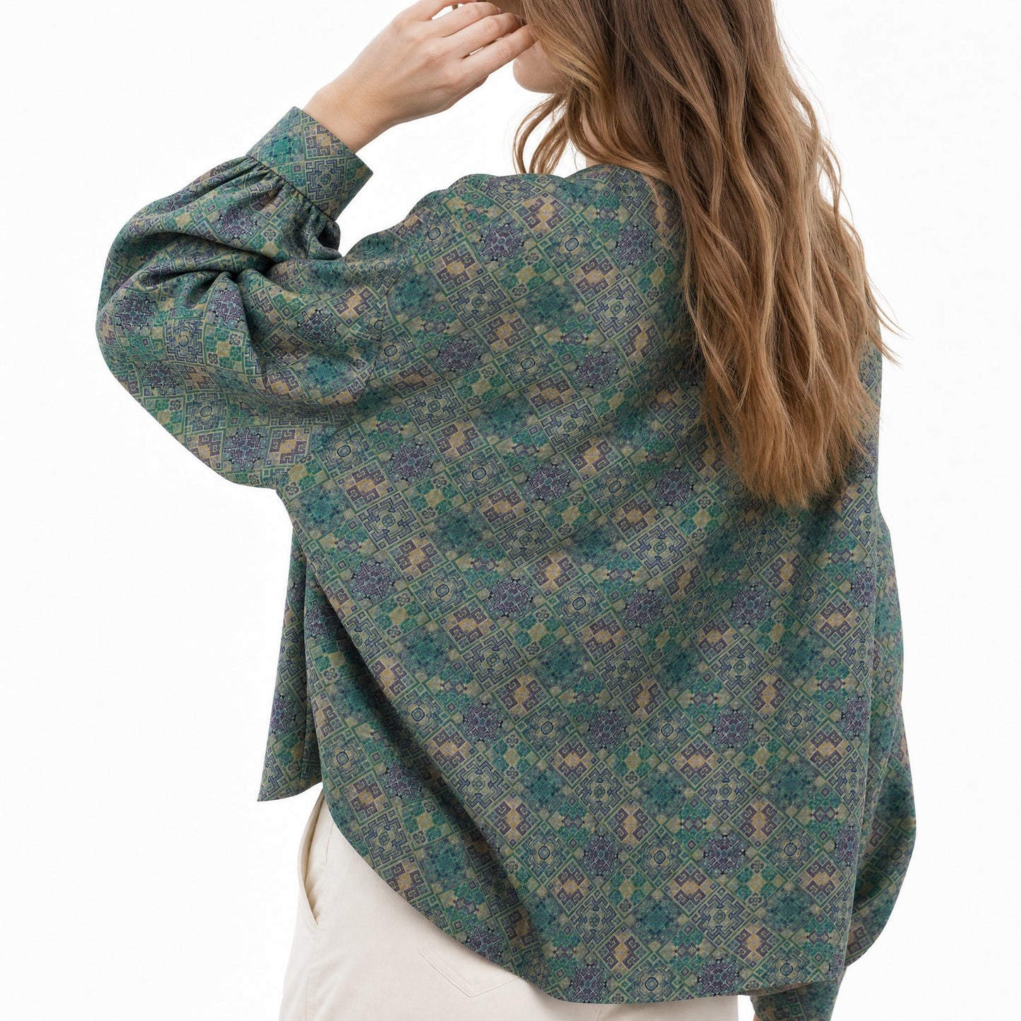 Diamond Lattice Silk Sweatshirt (Dark Green)