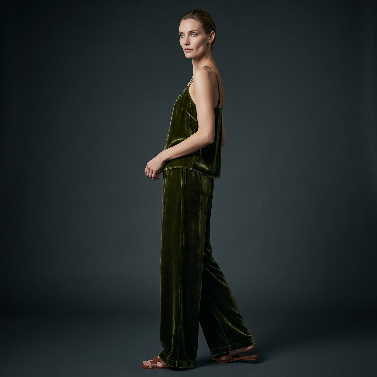 19 Momme Silk Velvet Camisole Pajama Pants Set