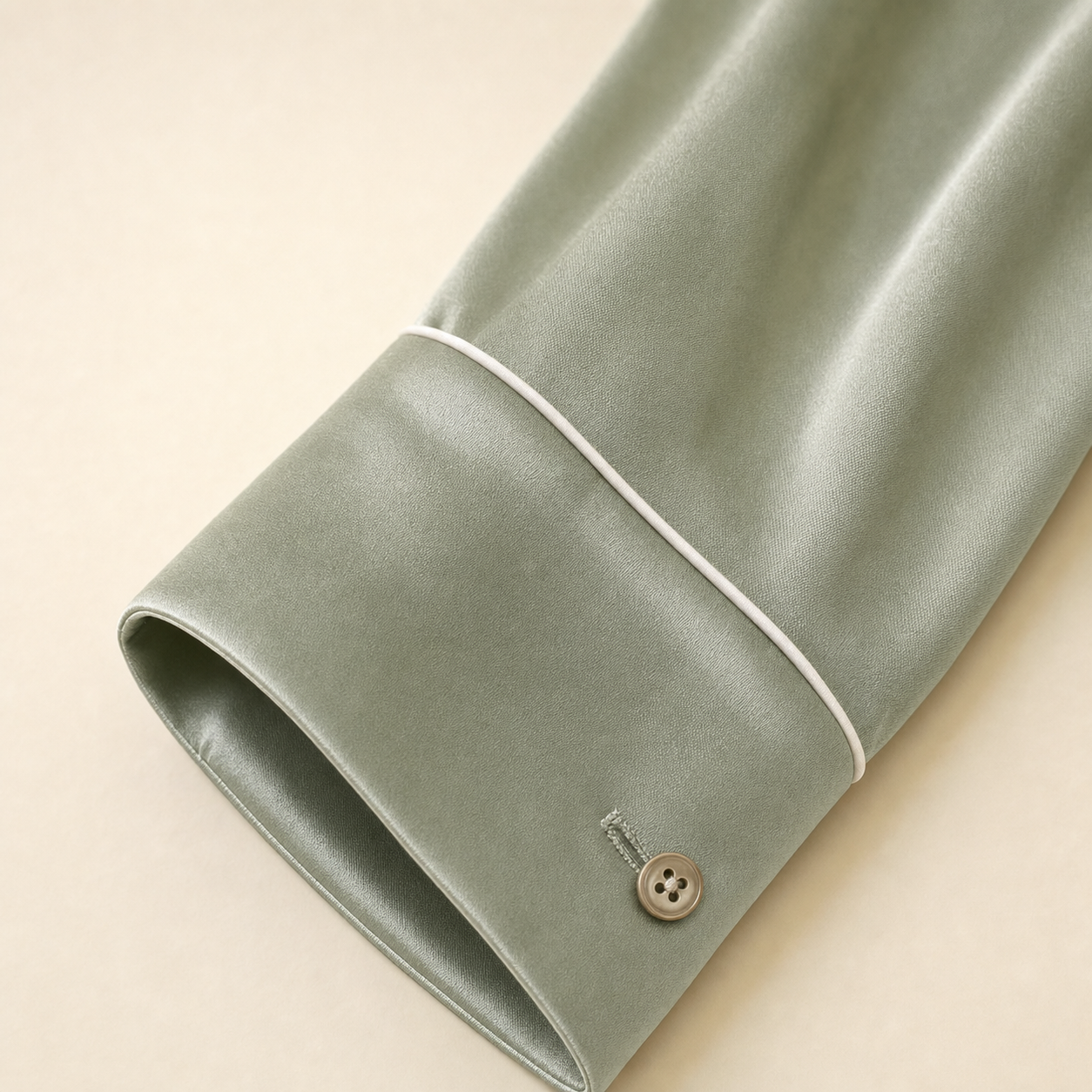 Classic Collection 19 Momme Grade 6A 100% Mulberry Silk Two-Piece Set, Double-Breasted Blazer Collar Long Sleeve Wide Leg Long Pants All-Season Loungewear | Sage Green