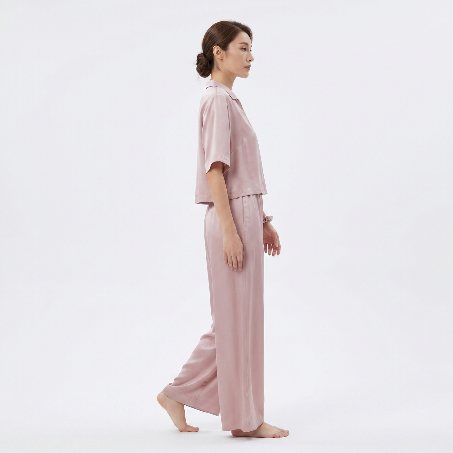 Soho Collection 19 Momme Sandwashed Relaxed Blazer Two-Piece Set