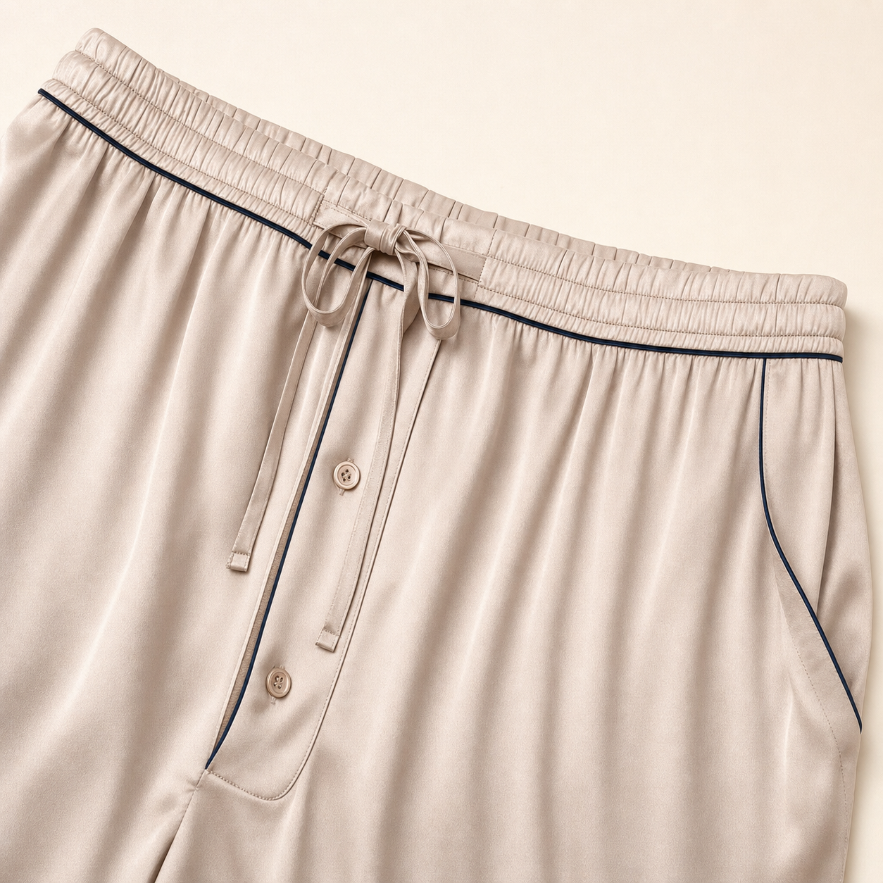 Classic Collection 19 Momme Grade 6A 100% Mulberry Silk Two-Piece Set, Notched Lapel Long Sleeve Wide Leg Long Pants All-Season Loungewear | Contrast Piping | 5 Colorways