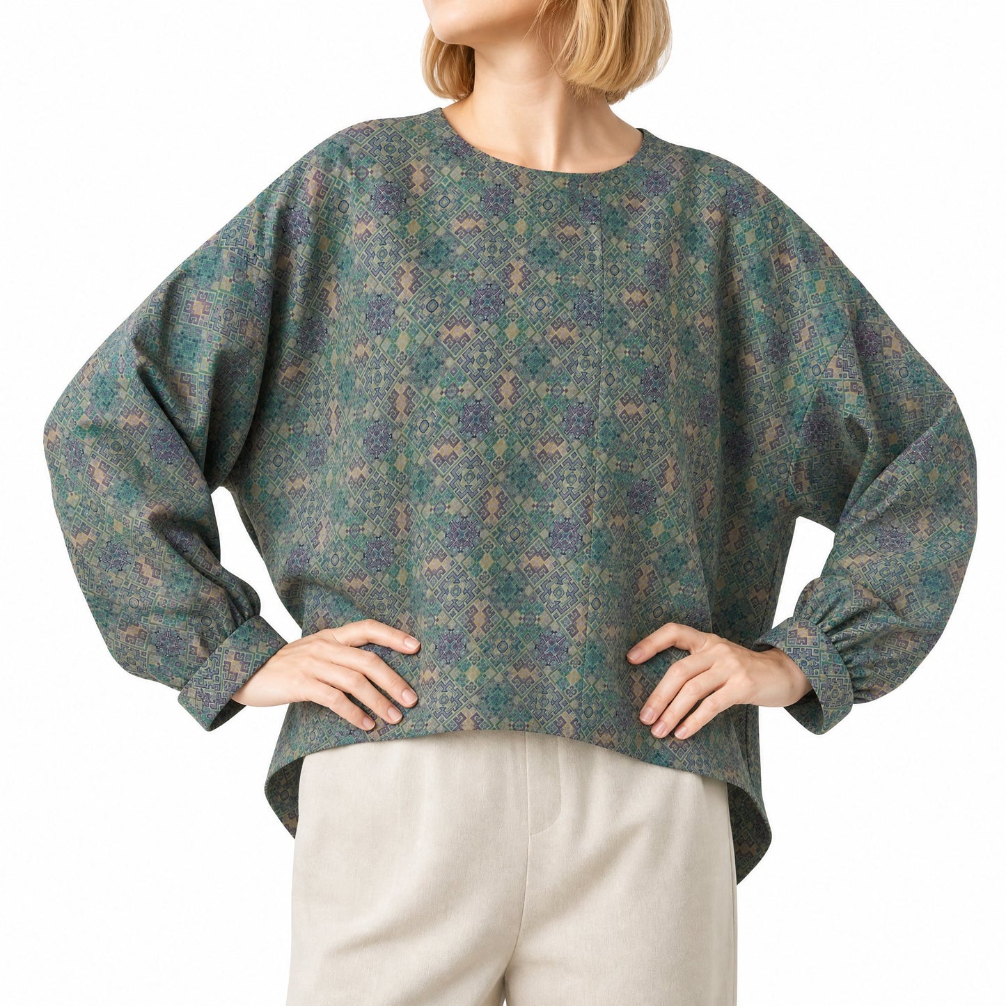 Diamond Lattice Silk Sweatshirt (Dark Green)