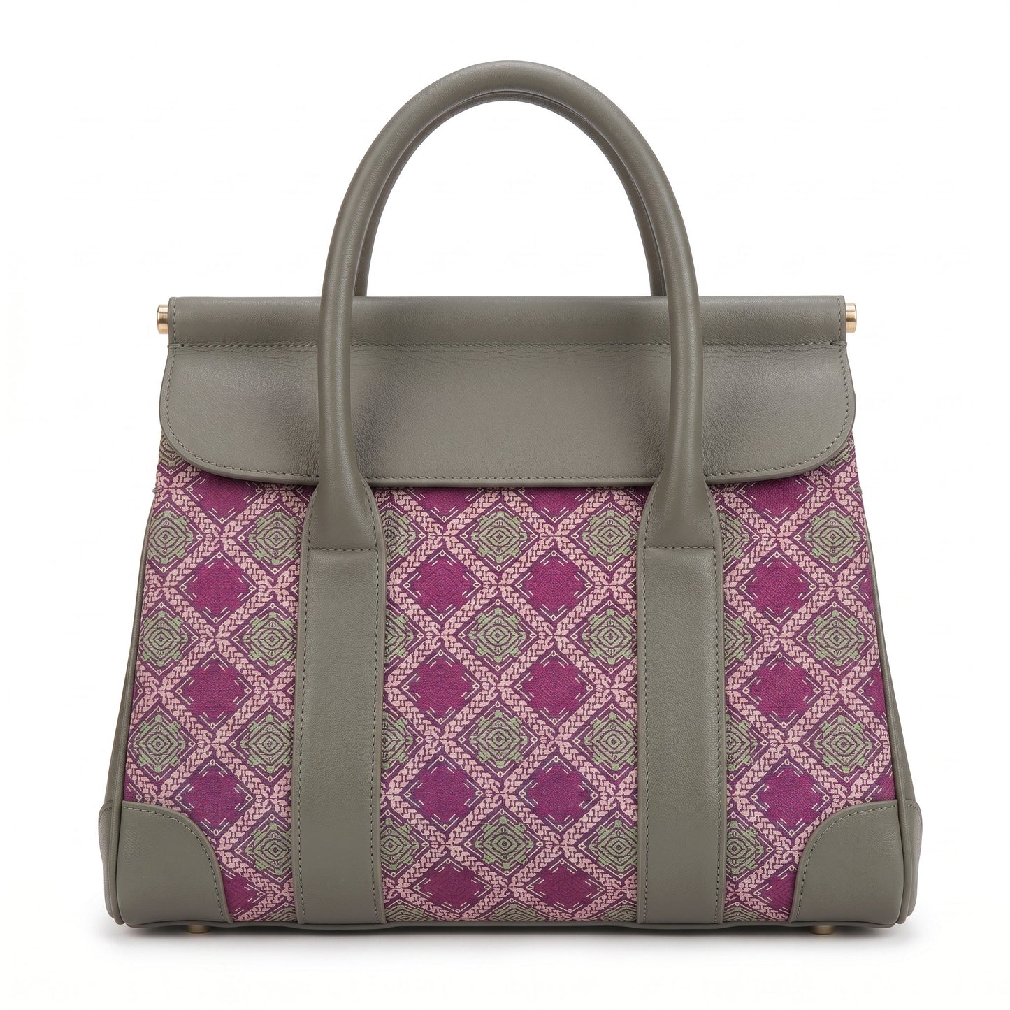 Diamond Lattice Brocade Tote Bag (Magenta)