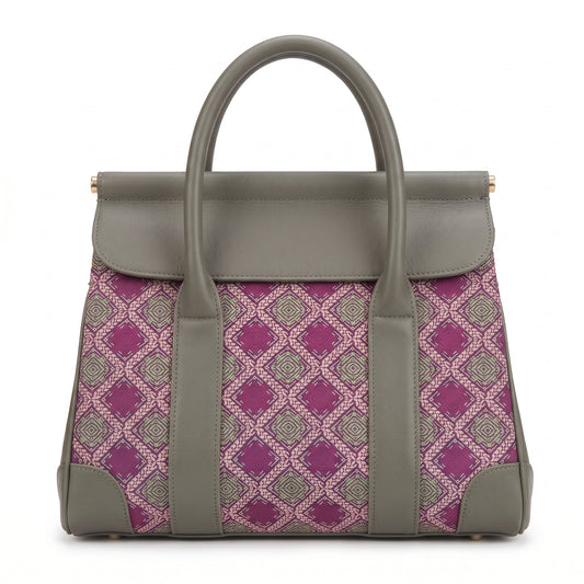 Diamond Lattice Brocade Tote Bag (Magenta)