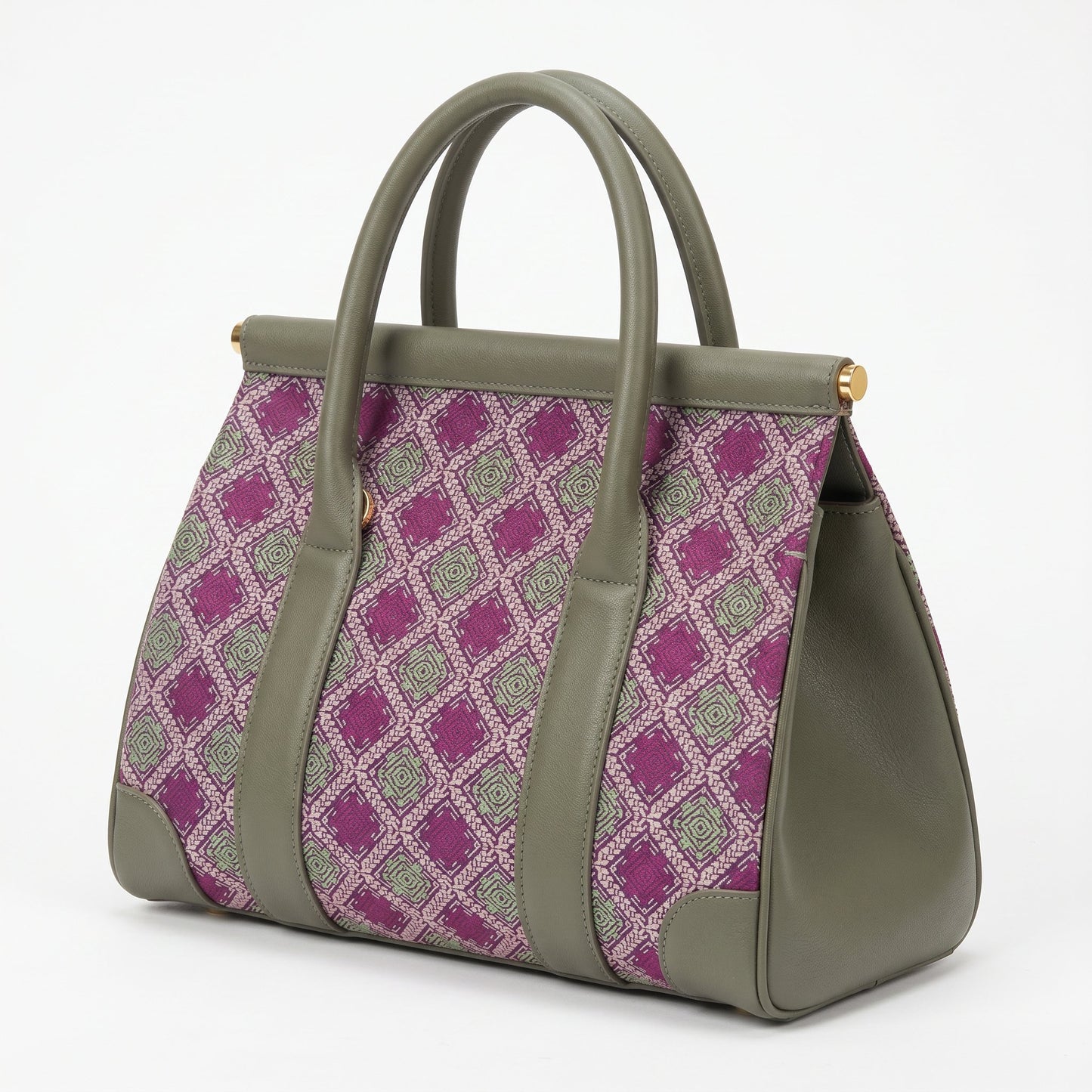 Diamond Lattice Brocade Tote Bag (Magenta)