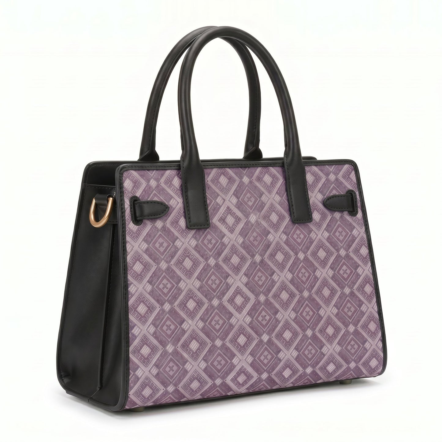 Diamond Lattice Brocade Tote Bag (Purple)