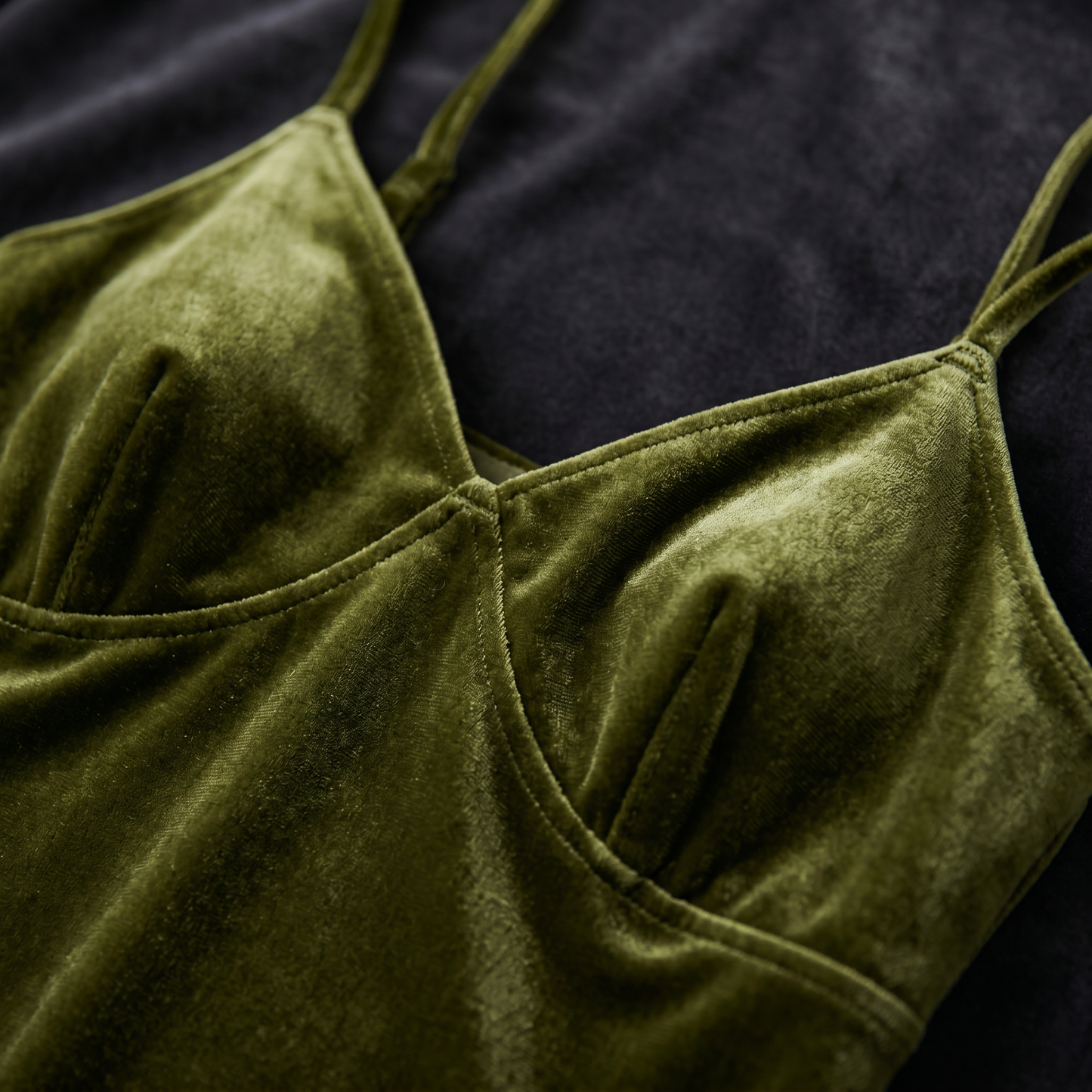 Zhenshe Collection 19 Momme Grade 6A 100% Mulberry Silk Velvet Built-in Cup Camisole Dress