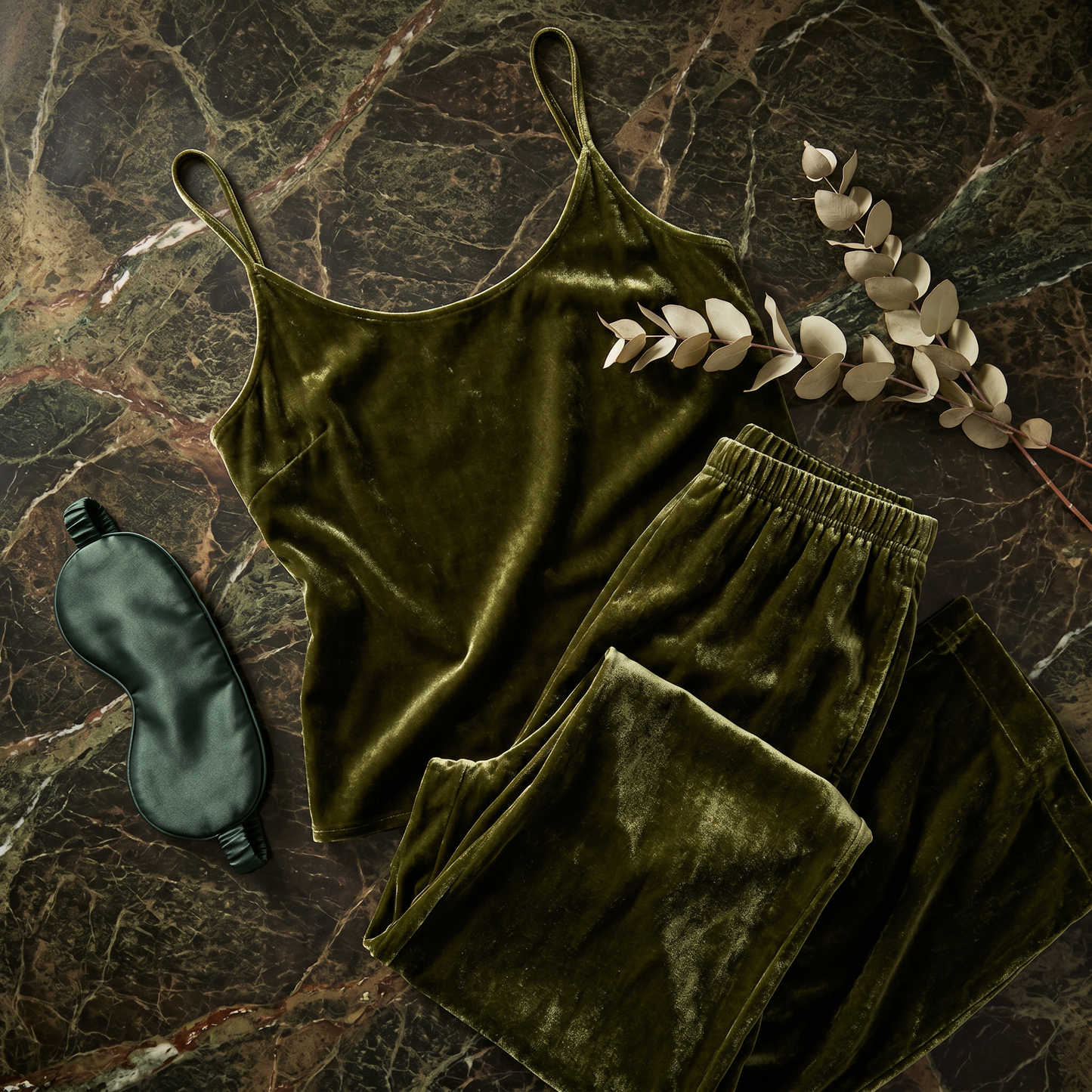 19 Momme Silk Velvet Camisole Pajama Pants Set