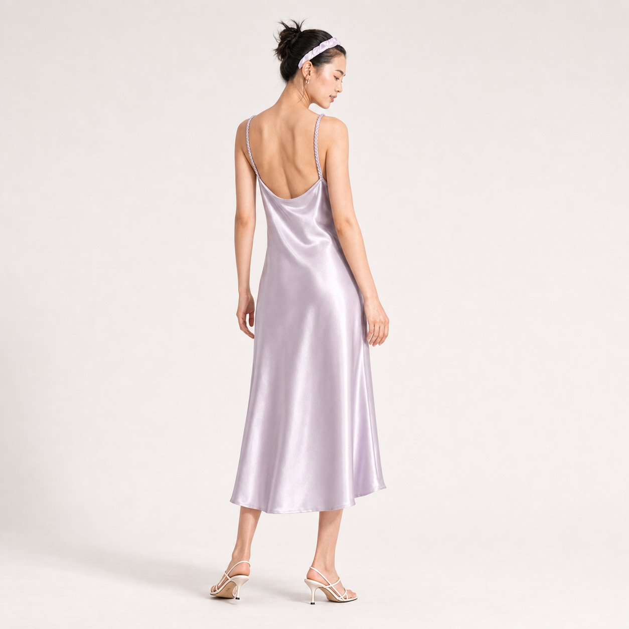 Interweave Collection 19 Momme Grade 6A 100% Mulberry Silk Cowl Neck Midi Slip Dress
