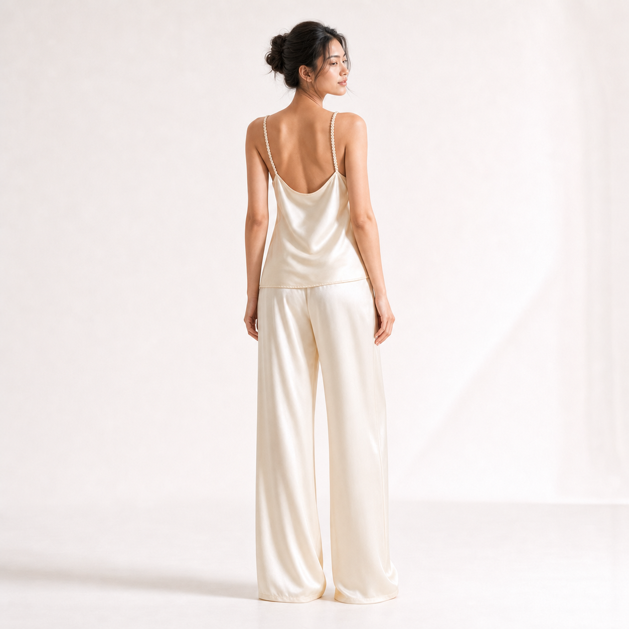 Interweave Collection Woven Strap V-Neck Wrap Silk Pajama Set