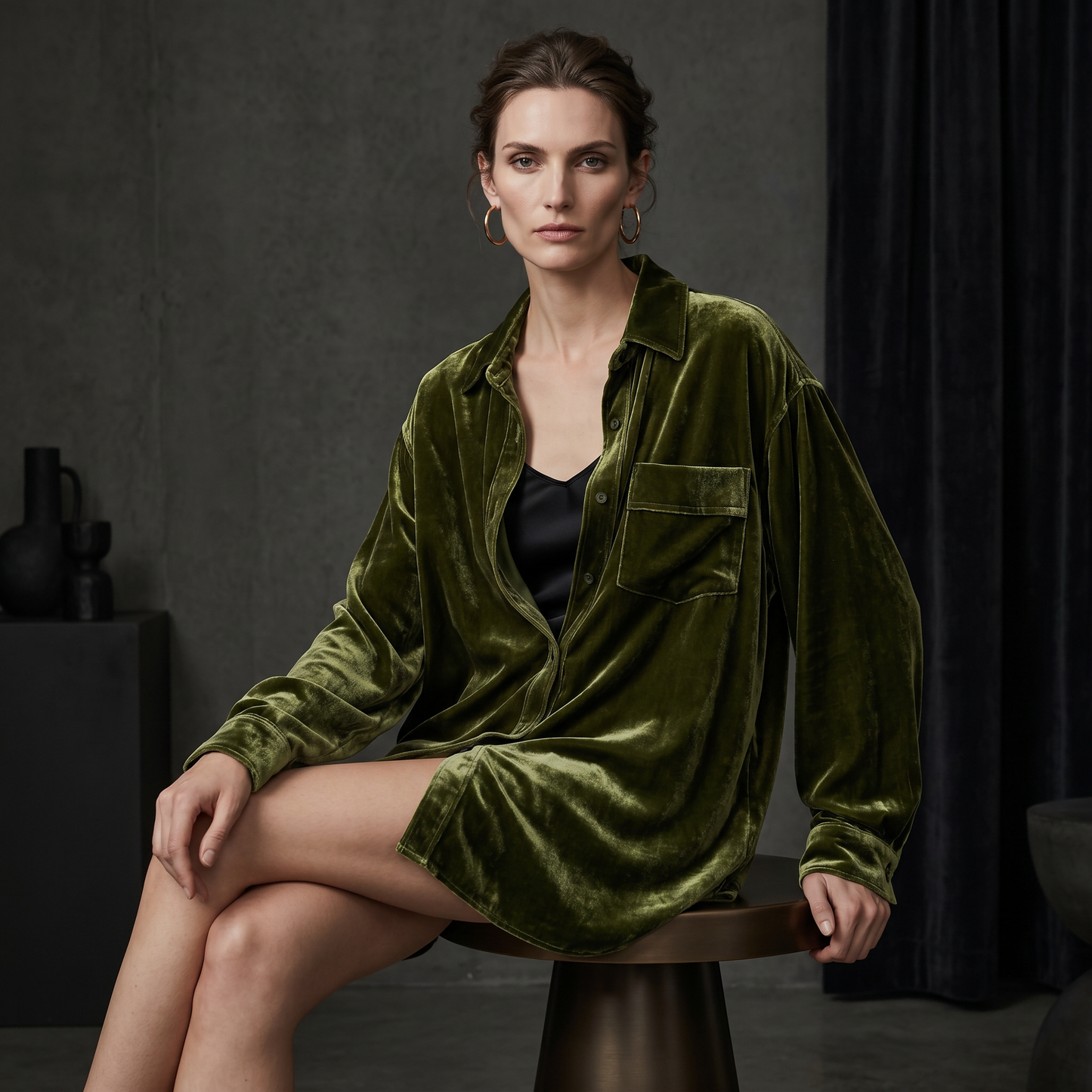 City Daily Collection 19 Momme Grade 6A 100% Mulberry Silk Velvet Shirt