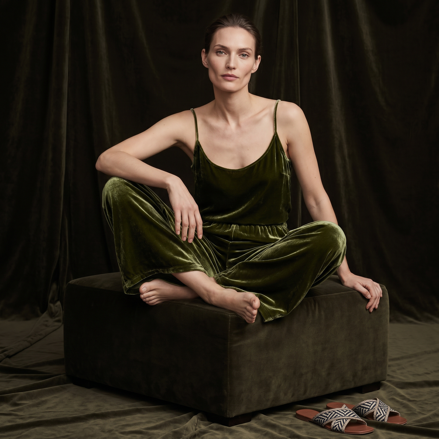 19 Momme Silk Velvet Camisole Pajama Pants Set