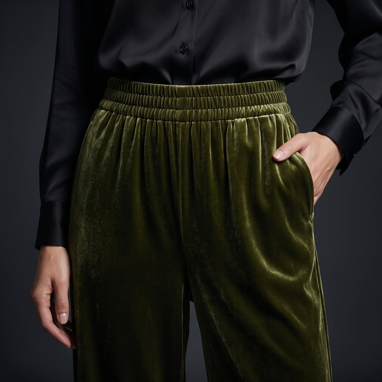 19 Momme Mulberry Silk Velvet Wide-leg Trousers