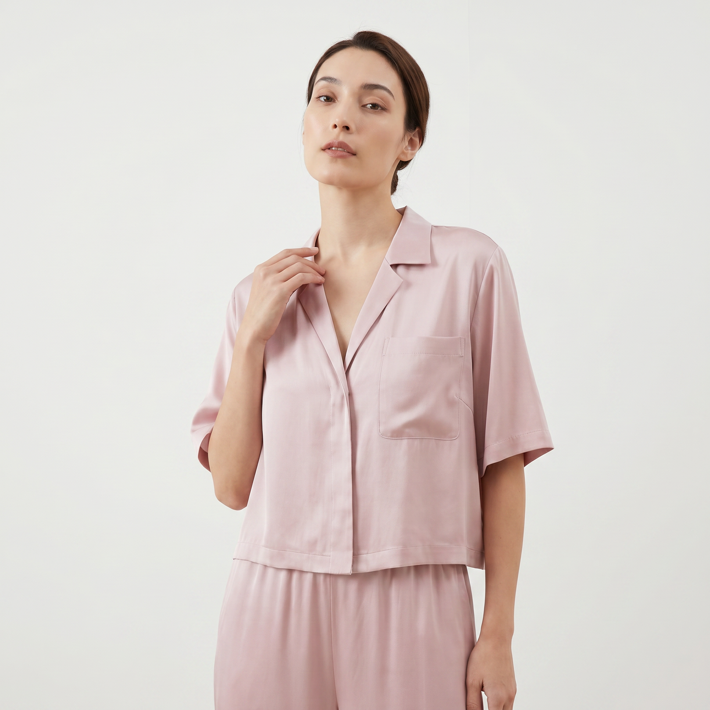 Soho Collection 19 Momme Sandwashed Relaxed Blazer Two-Piece Set