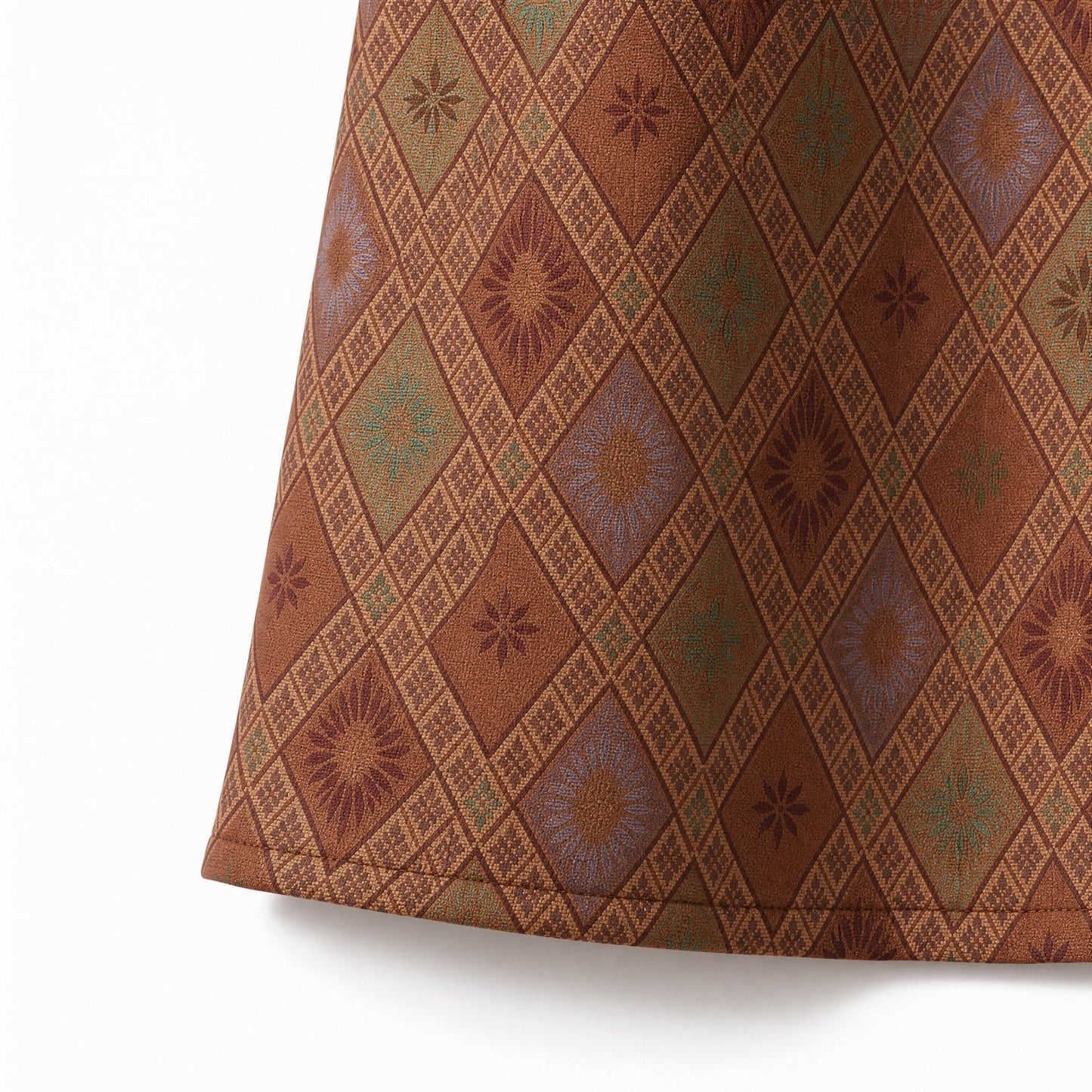 Diamond Lattice Silk Qipao Dress (Brown)