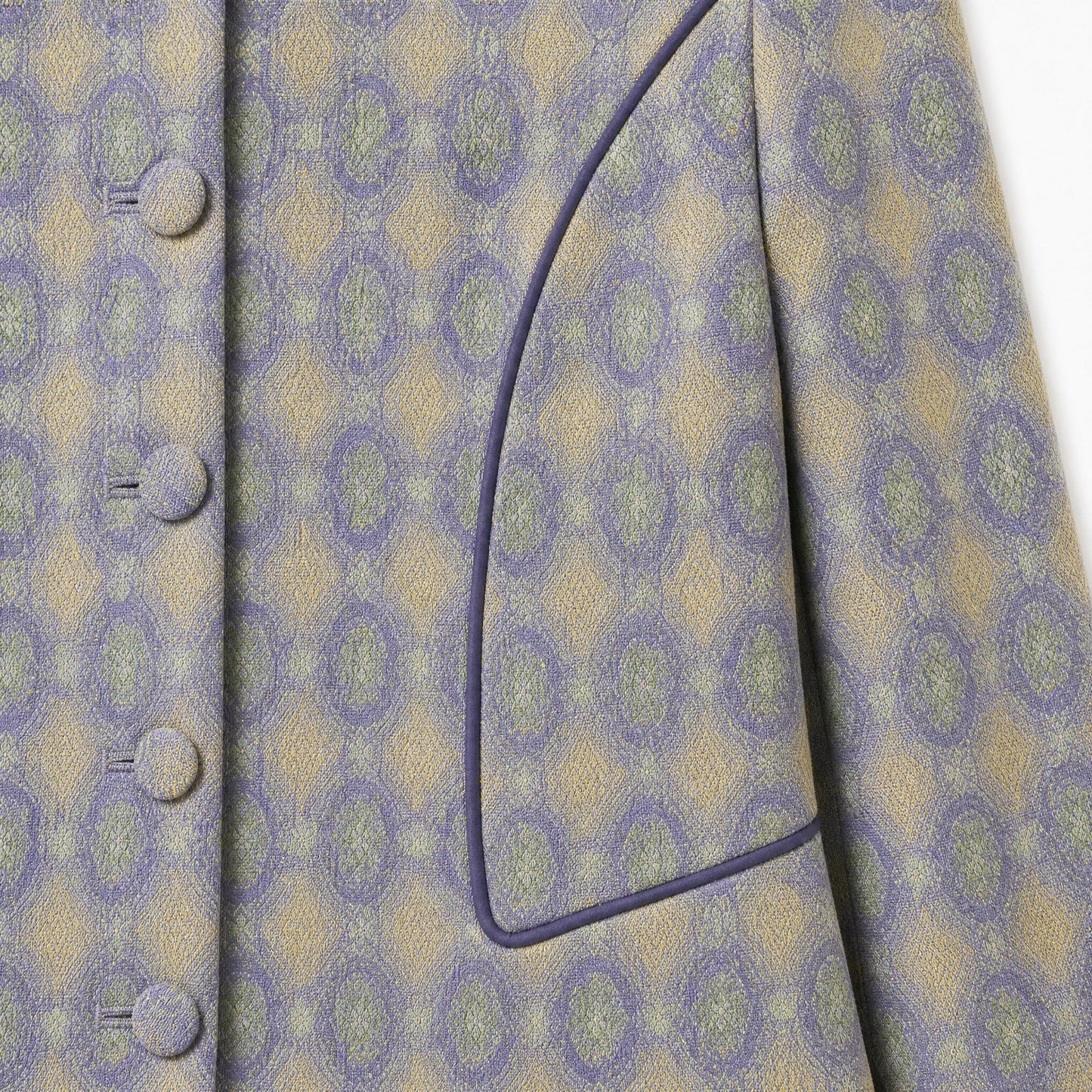 Diamond Lattice Silk Suit Set (Gray, Jacket + Skirt)
