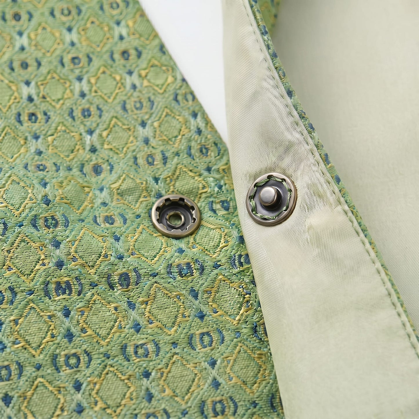 Diamond Lattice Silk Blazer (Light Green)